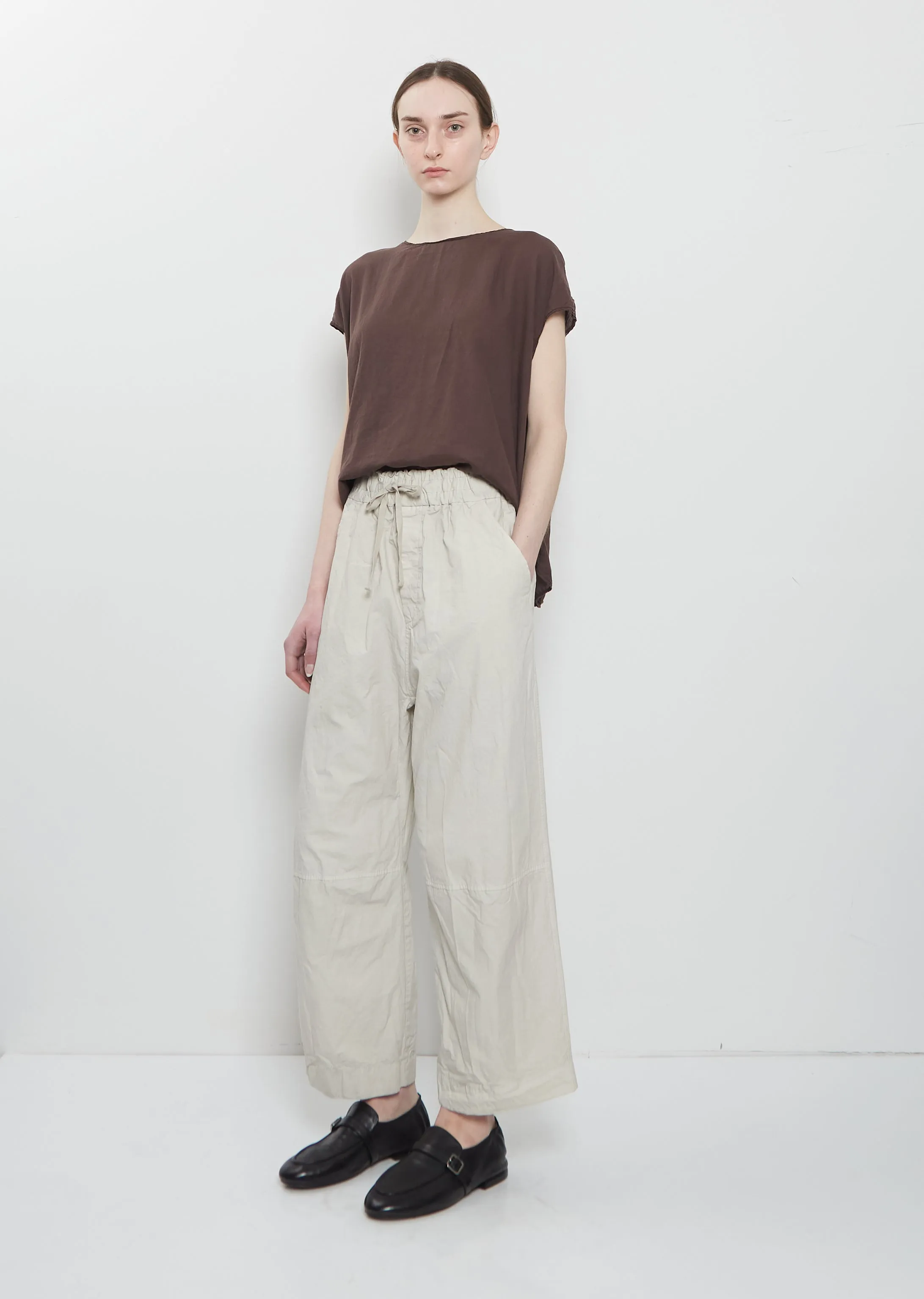 Compact Cotton Wide & Short Knee Pant — Pebble sold by La Garconne product image thumbnail 4