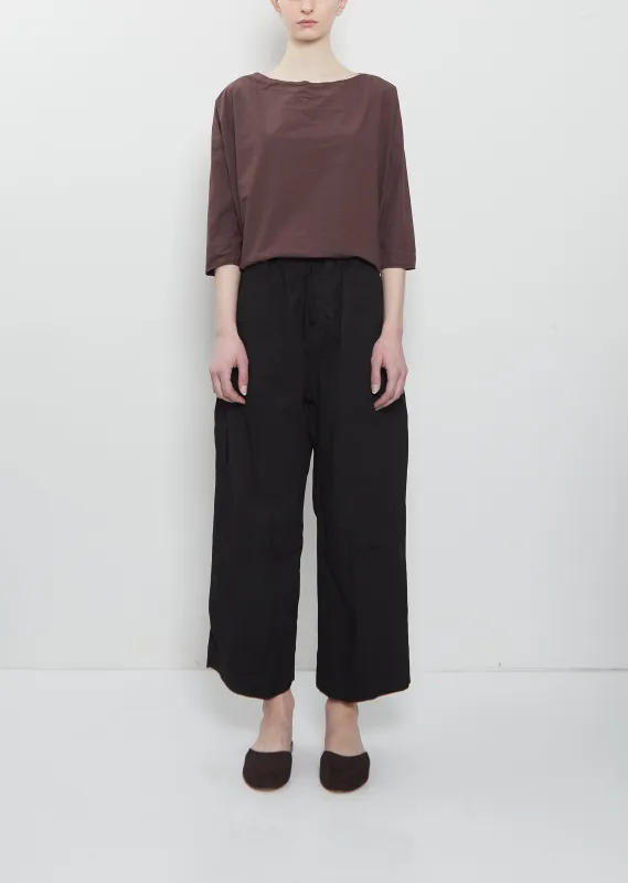 Compact Cotton Wide & Short Knee Pant — Black made by Album di Famiglia
