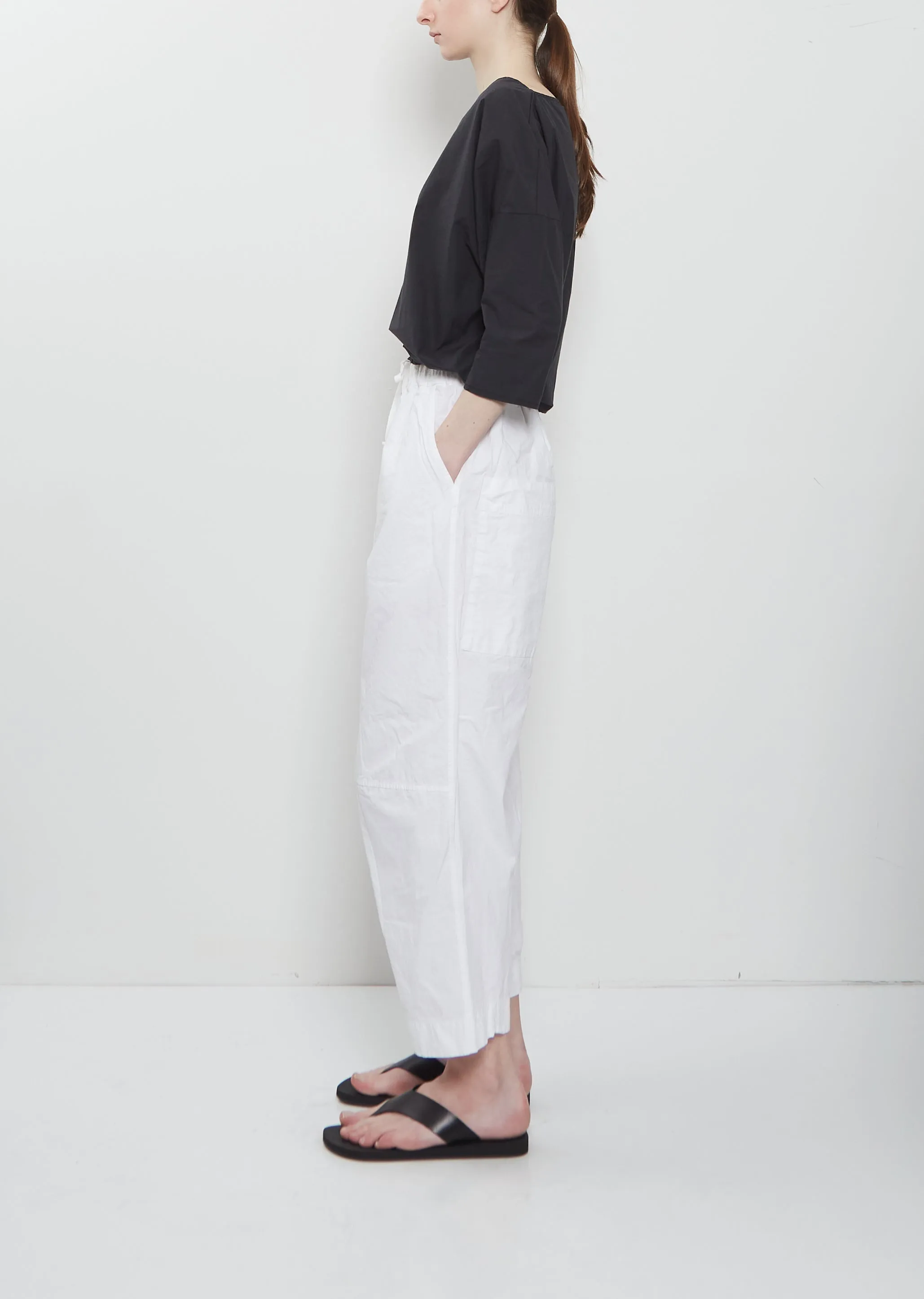 Compact Cotton Wide & Short Knee Pant — White sold by La Garconne product image thumbnail 2