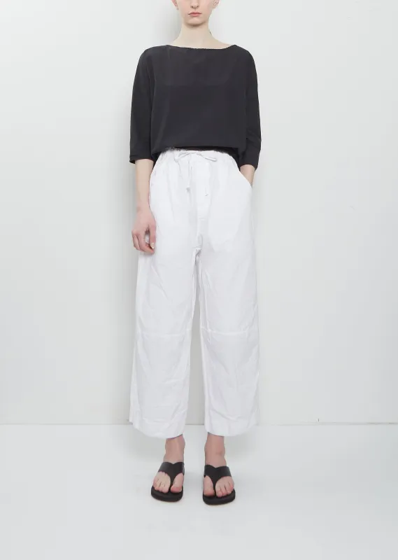 Compact Cotton Wide & Short Knee Pant — White sold by La Garconne