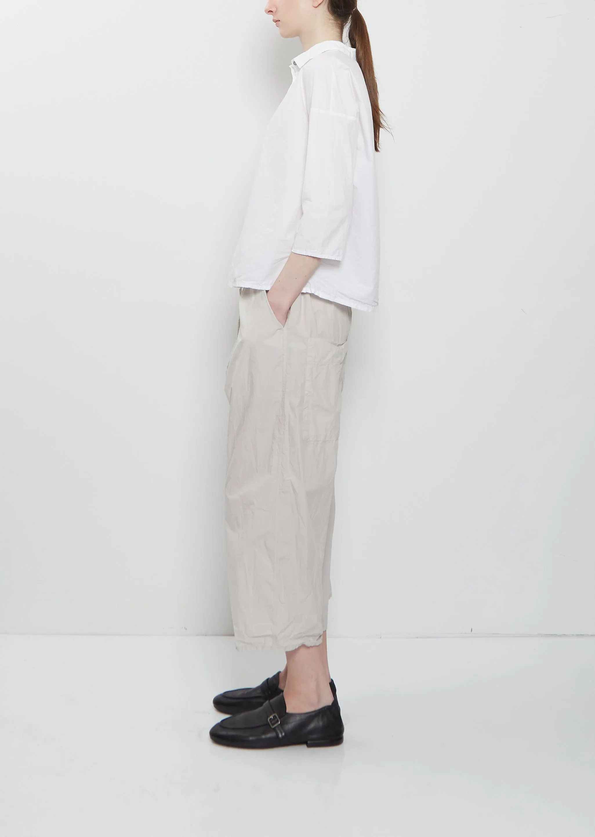 Ultra Light Canvas Short Collar Shirt — White sold by La Garconne product image thumbnail 2