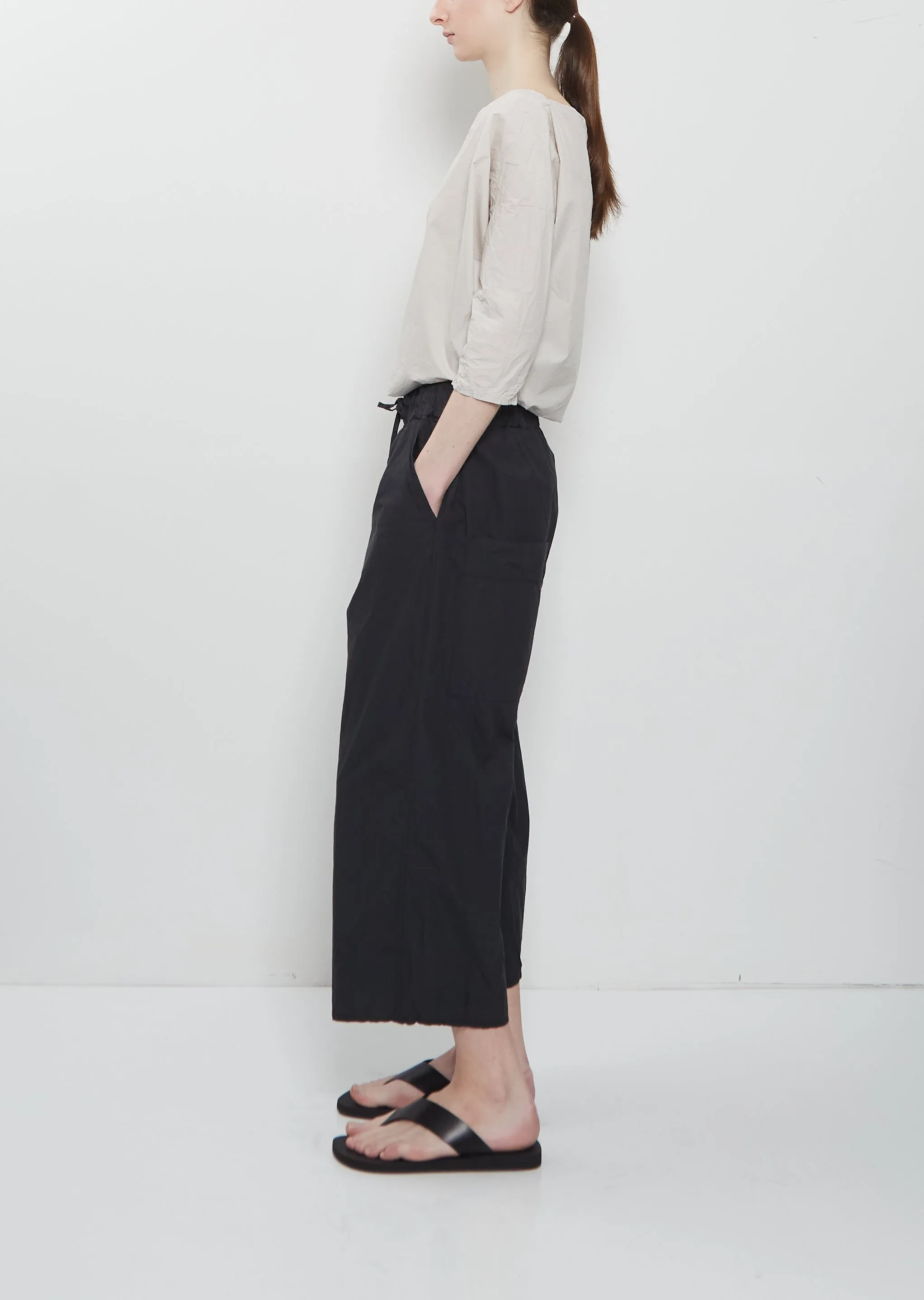 Ultra Light Canvas Wide & Short Trousers — Black sold by La Garconne product image thumbnail 2