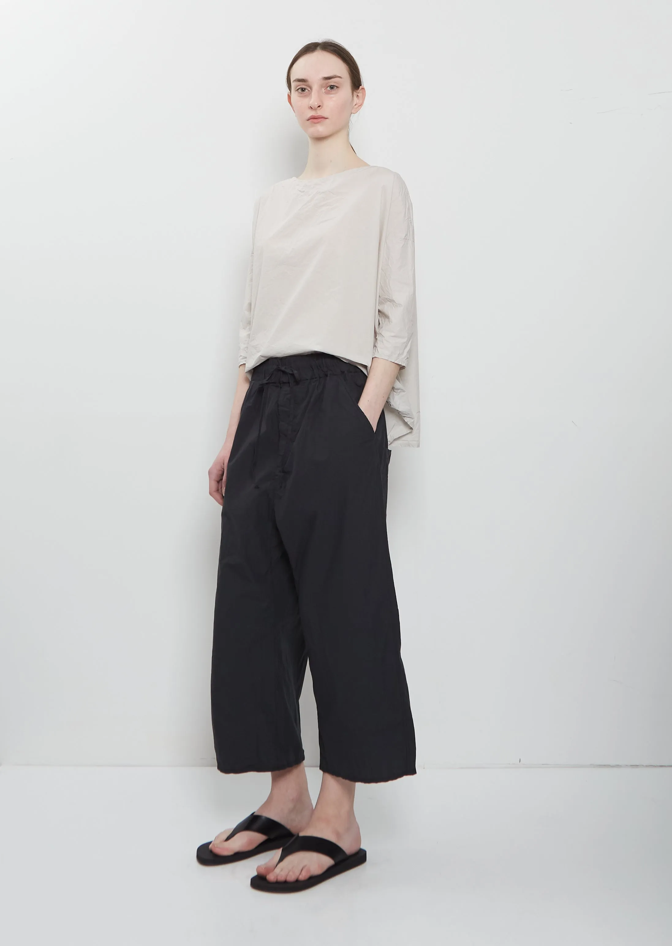 Ultra Light Canvas Wide & Short Trousers — Black sold by La Garconne product image thumbnail 4