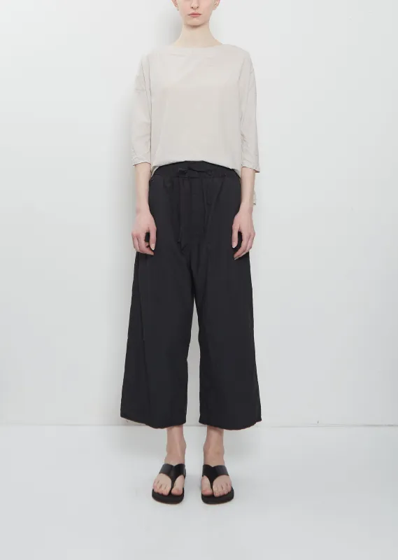 Ultra Light Canvas Wide & Short Trousers — Black made by Album di Famiglia