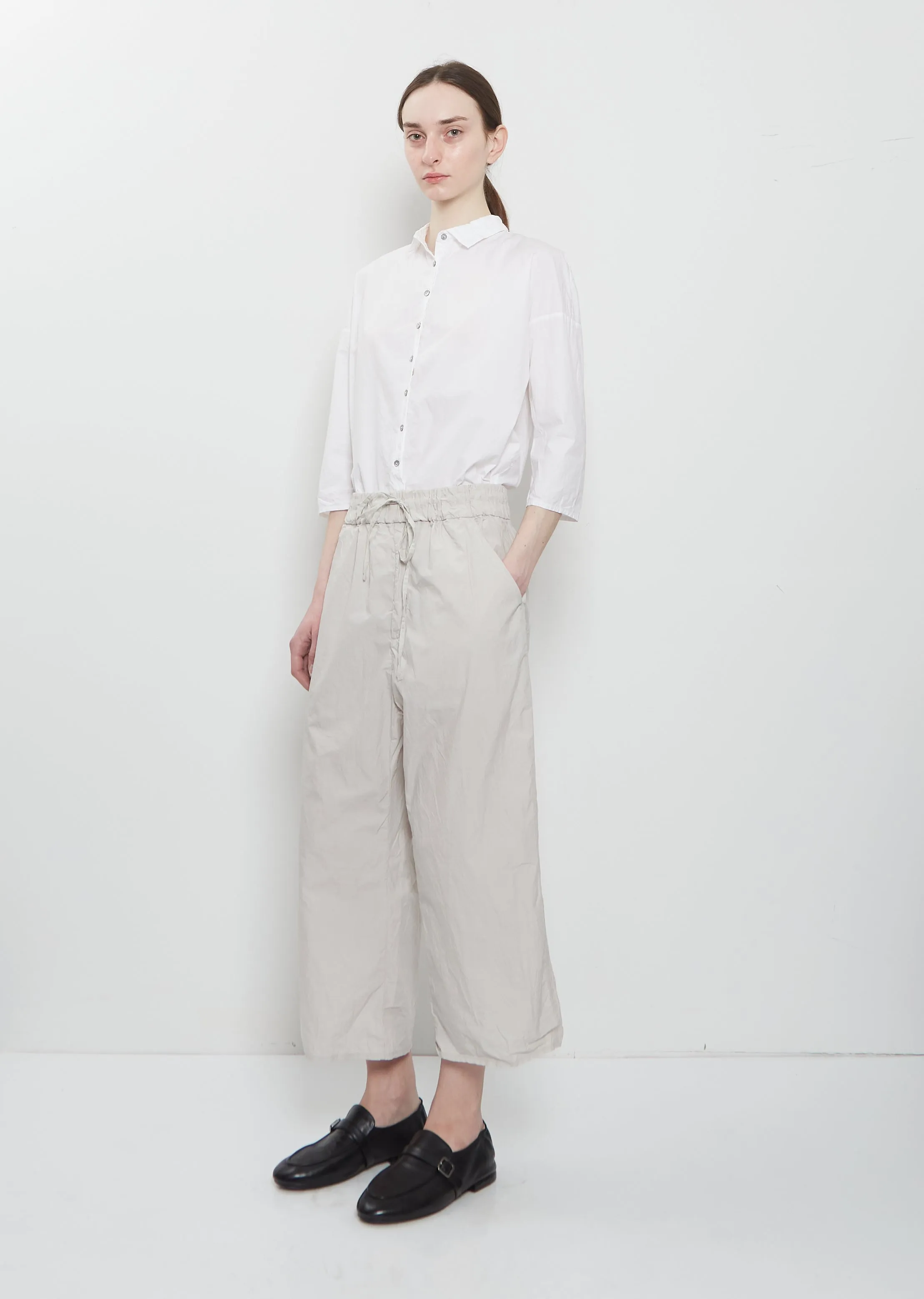 Ultra Light Canvas Wide & Short Trousers — Pebble sold by La Garconne product image thumbnail 4