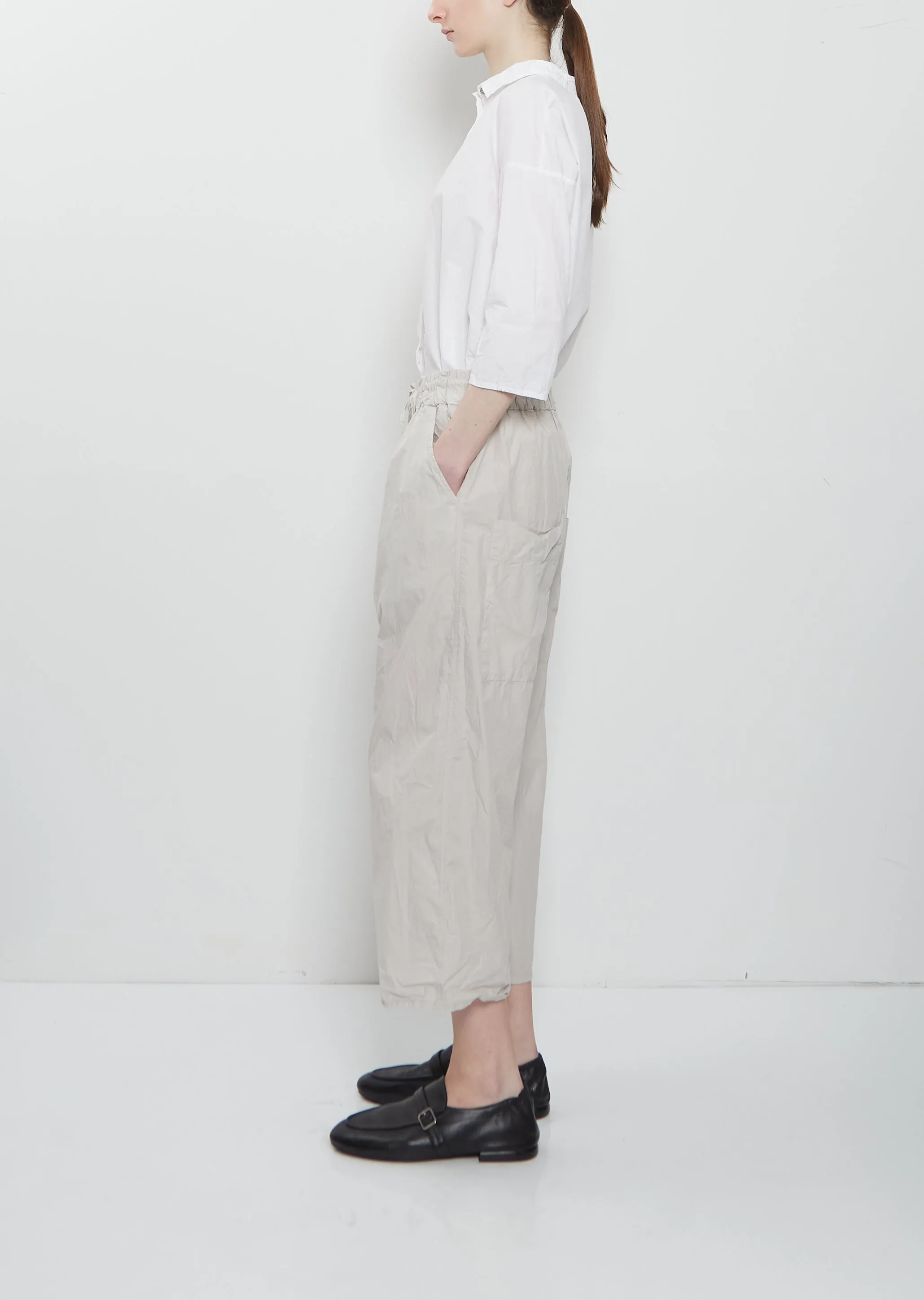 Ultra Light Canvas Wide & Short Trousers — Pebble sold by La Garconne product image thumbnail 2