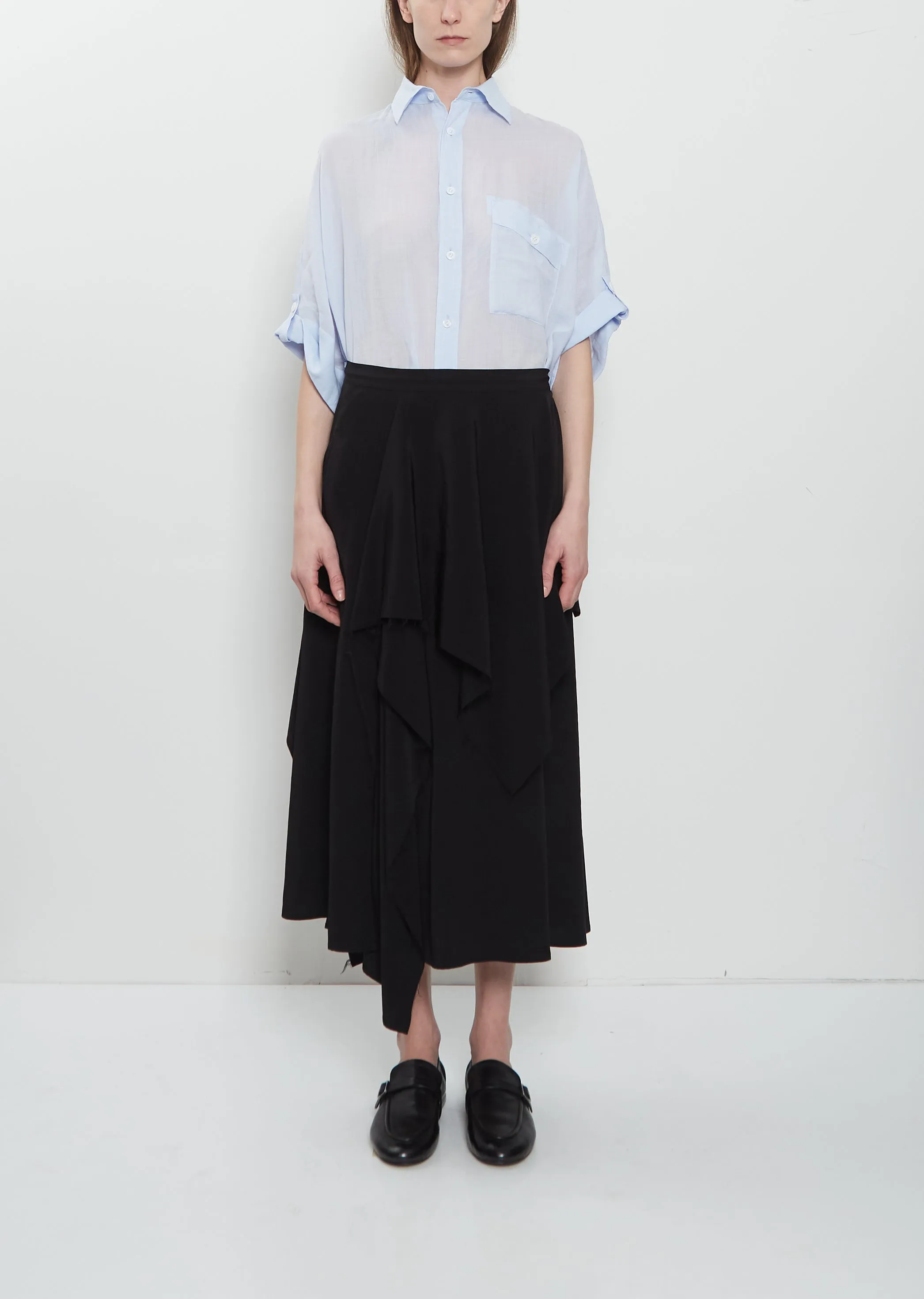 Drape Detail Crepe Skirt sold by La Garconne