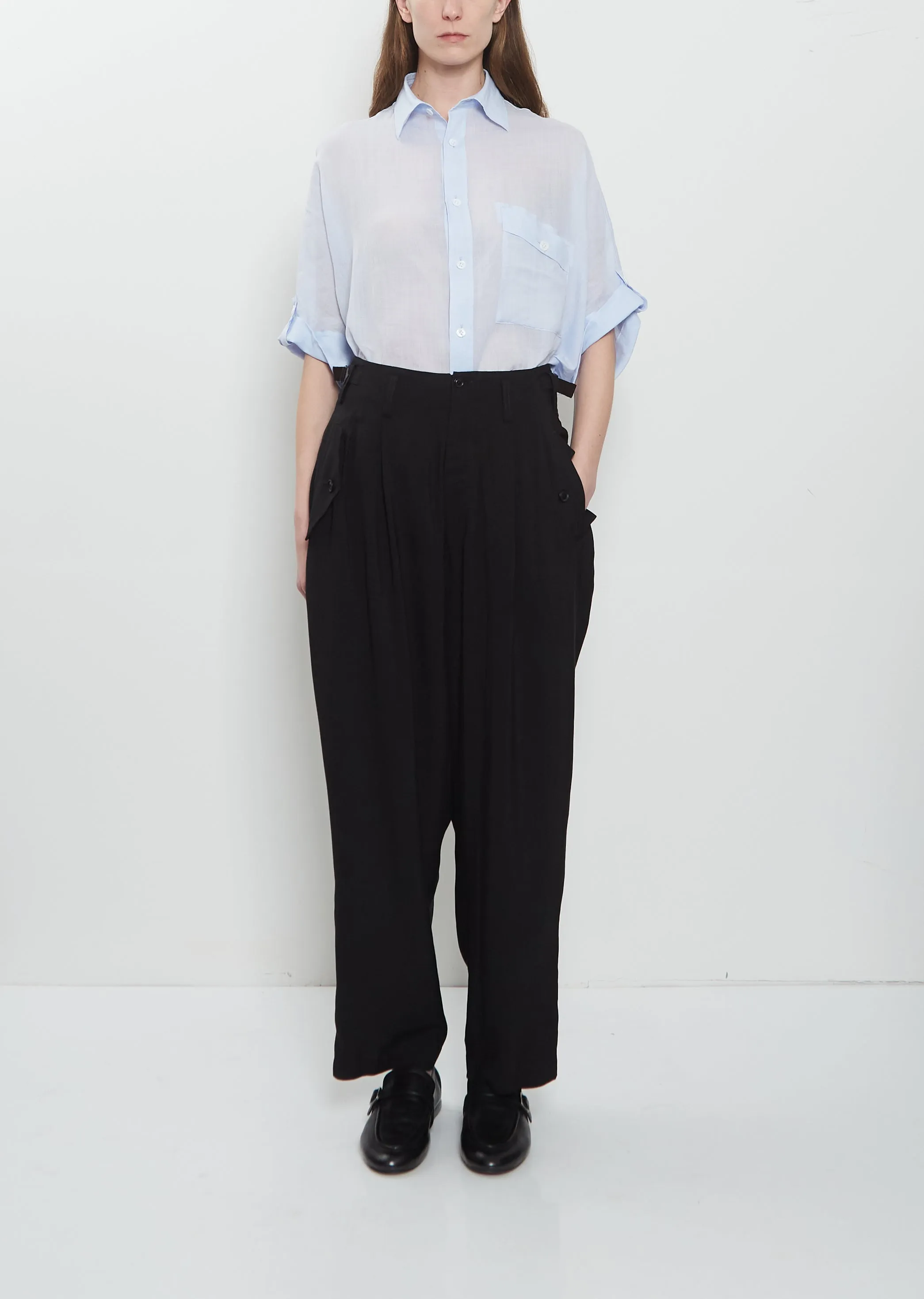 Pleats Wide Twill Pant sold by La Garconne