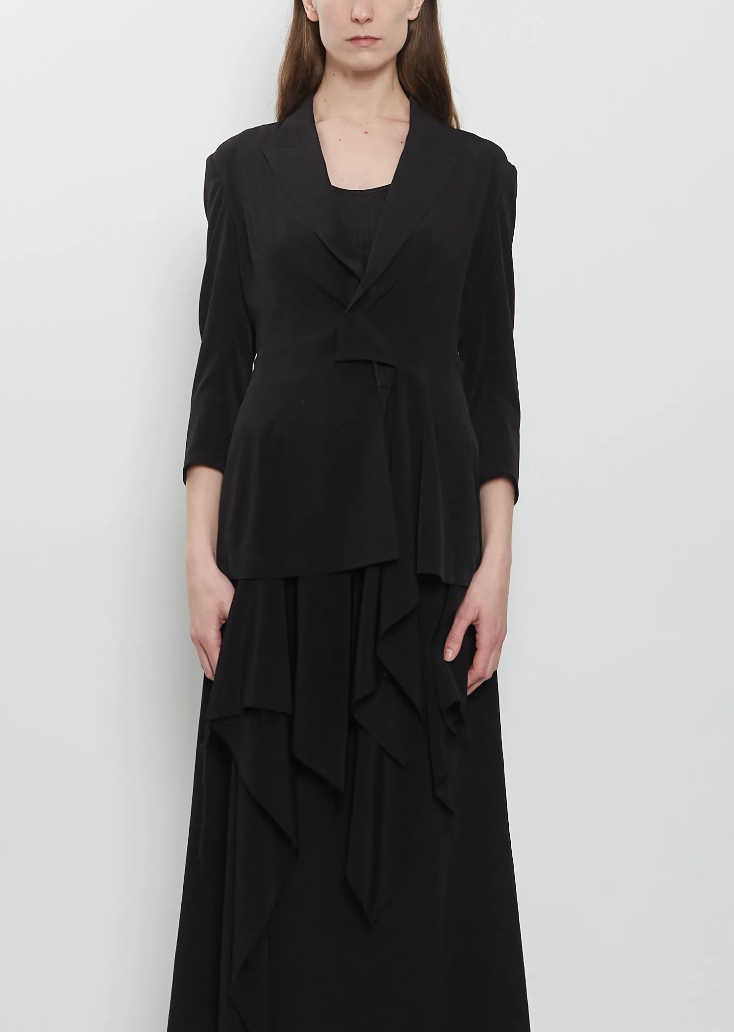 Drape Detail Crepe Jacket sold by La Garconne