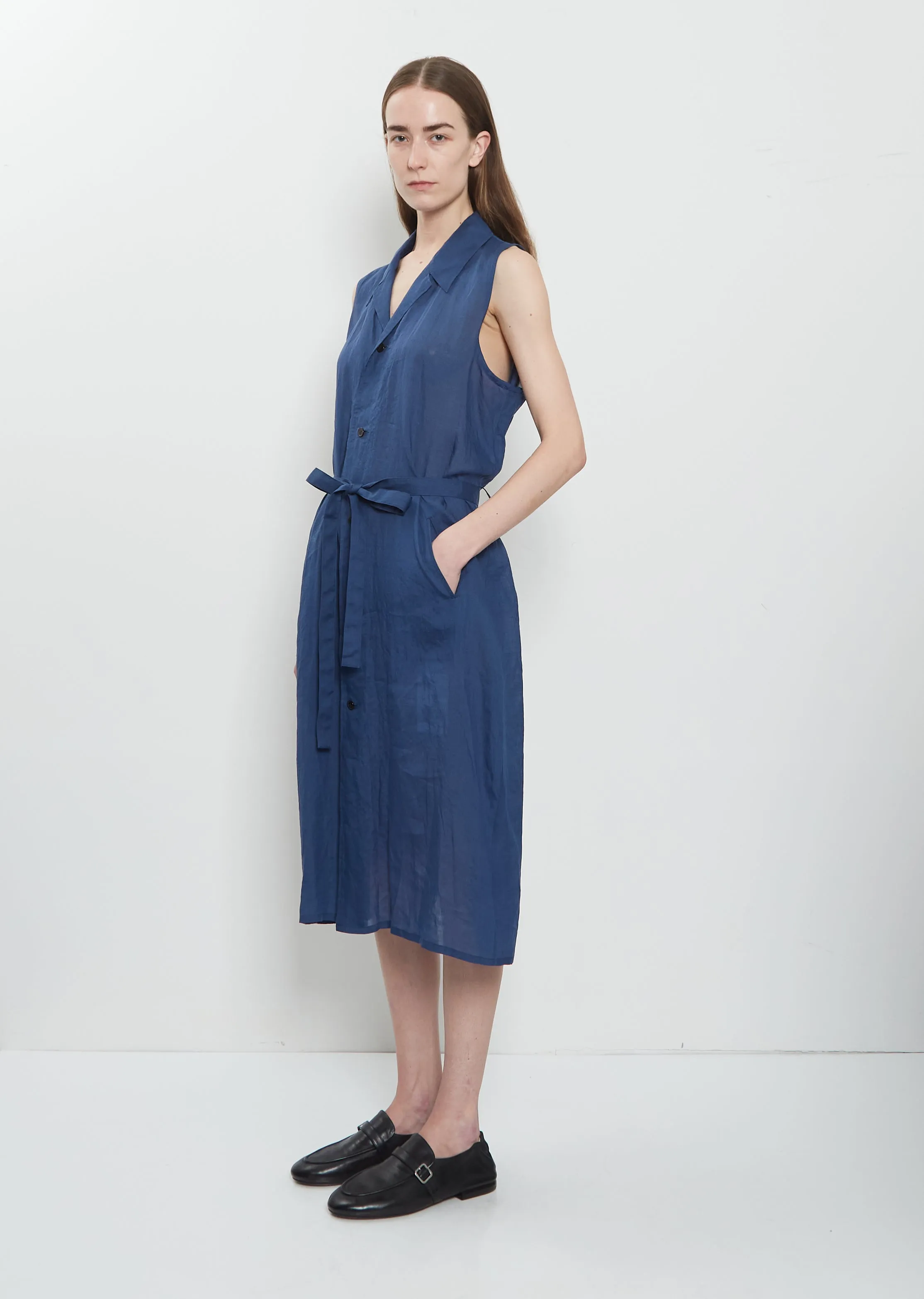 Linen Sleeveless Belt Dress sold by La Garconne product image thumbnail 4