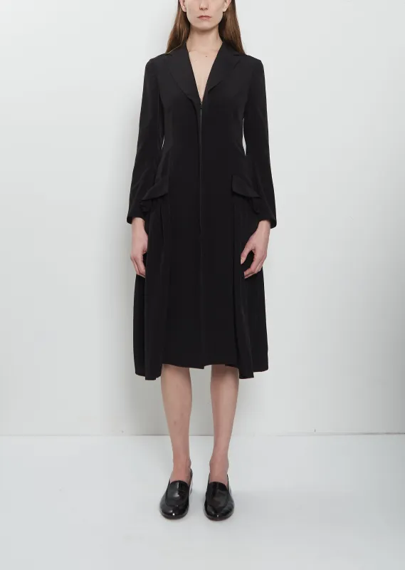 Side Gather Detail Crepe Zip Dress made by Yohji Yamamoto
