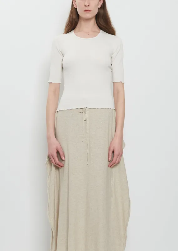 Ruffle Rib Pima Cotton Tee made by Lauren Manoogian