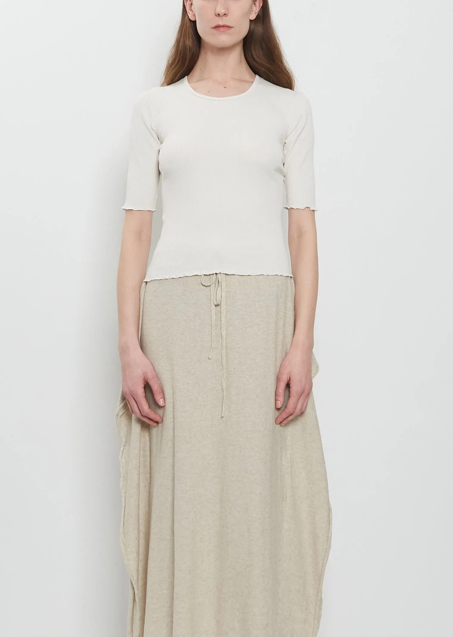 Ruffle Rib Pima Cotton Tee sold by La Garconne