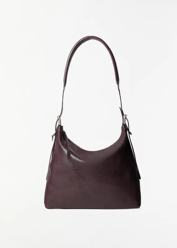 Hobo Belted Leather Bag, Small — Chianti made by Lemaire