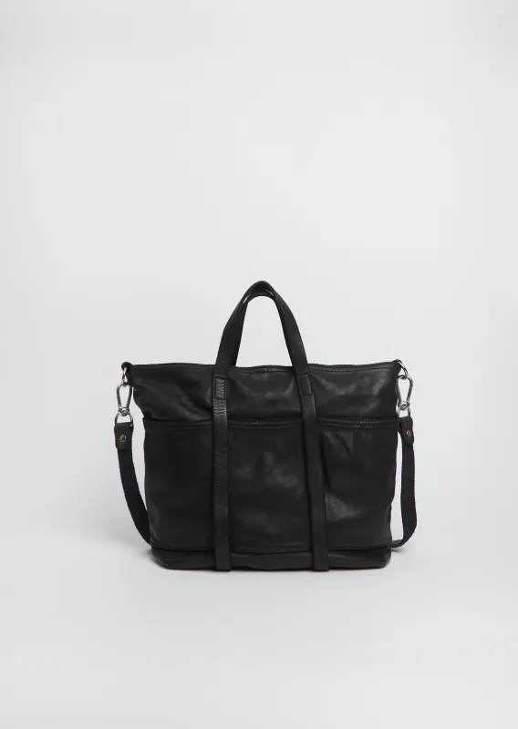 Leather Tote Bag, Small — Black made by Guidi