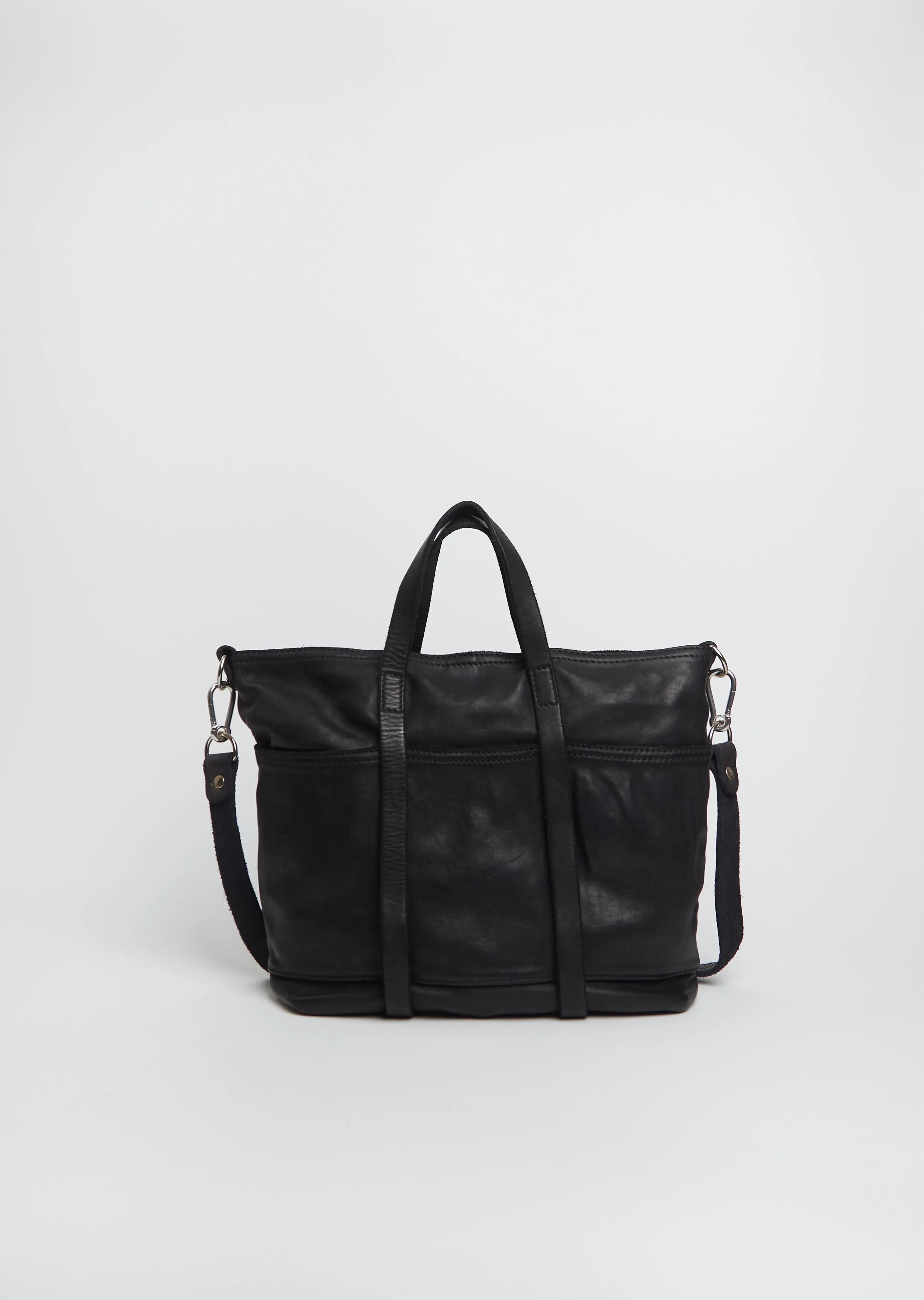Leather Tote Bag, Small — Black sold by La Garconne