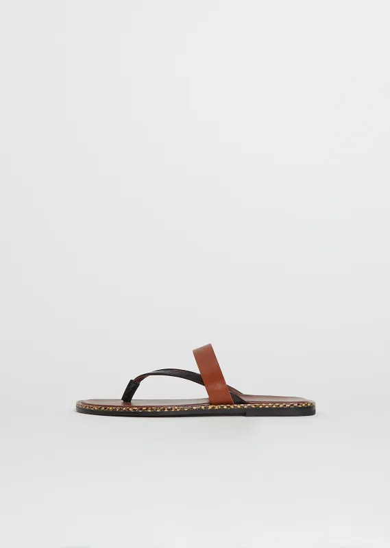 Double Strap Leather Sandal — Brown made by Dries Van Noten