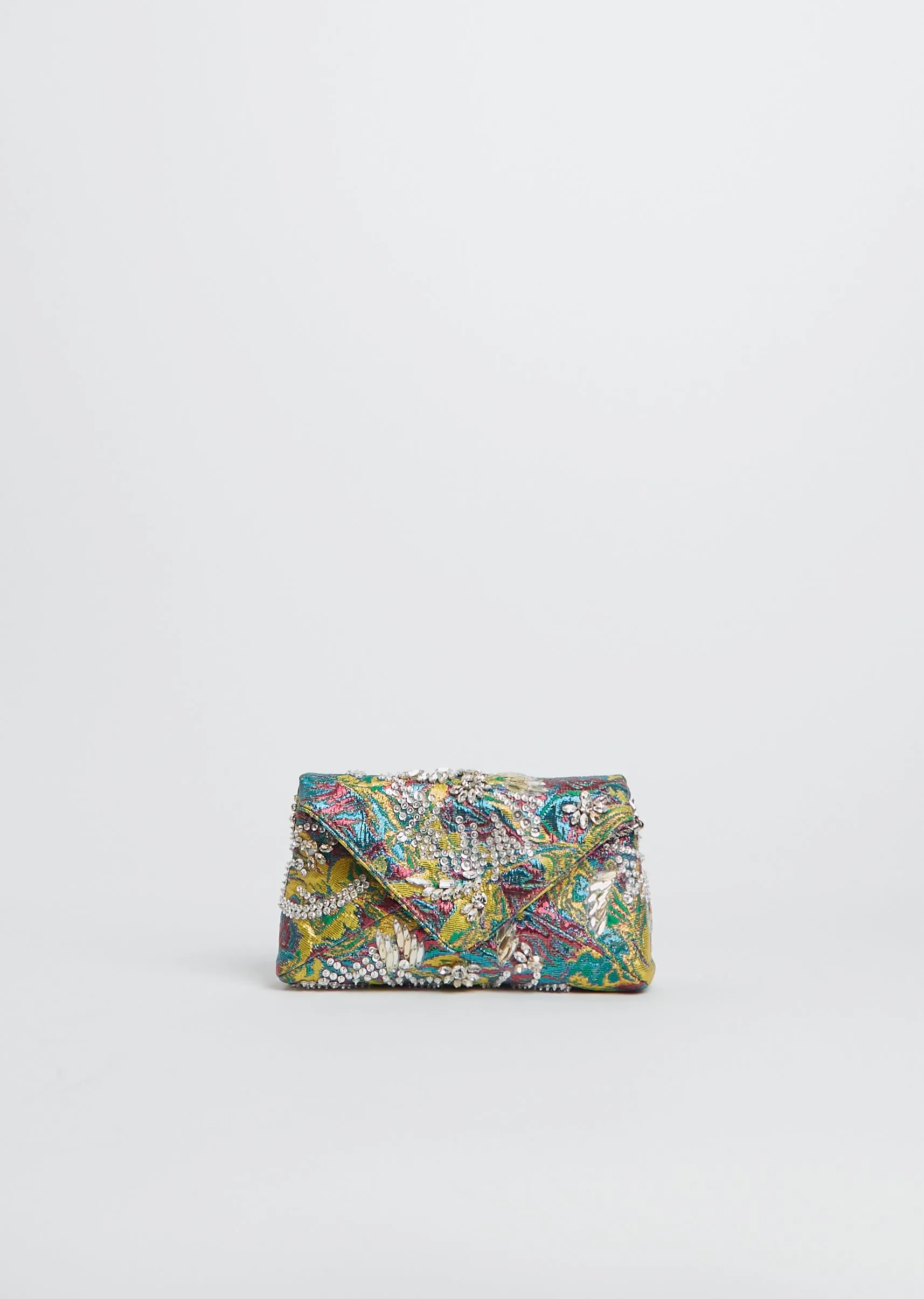 Embellished Jacquard Envelope Clutch sold by La Garconne