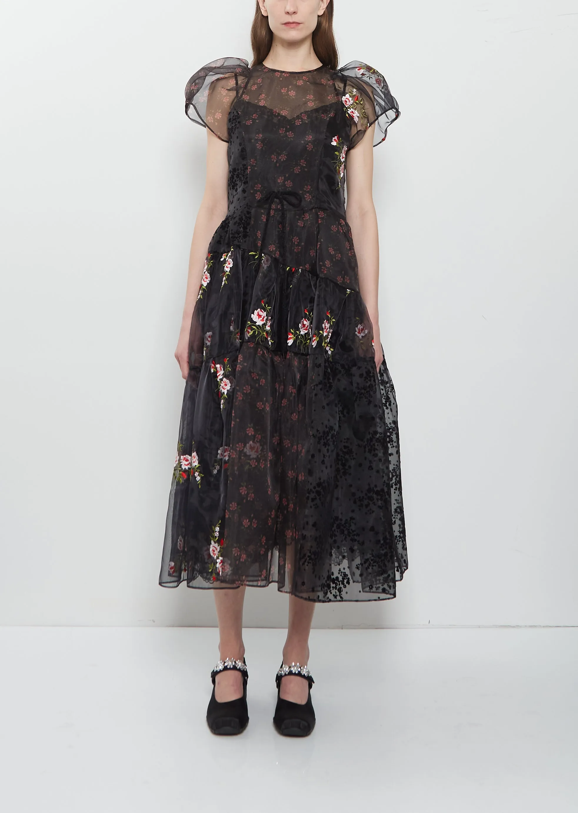 Sheer Patchwork Flounce Dress sold by La Garconne