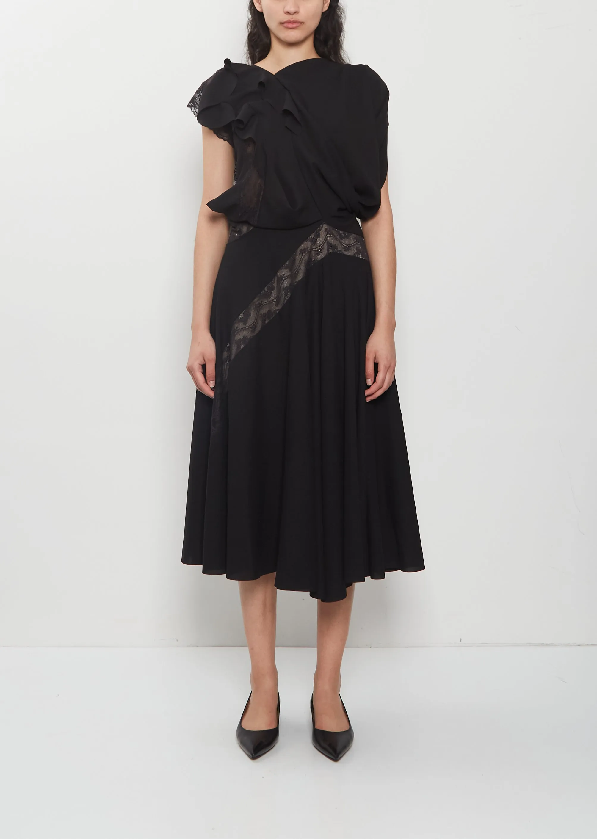 Raschel Lace Drape Dress sold by La Garconne