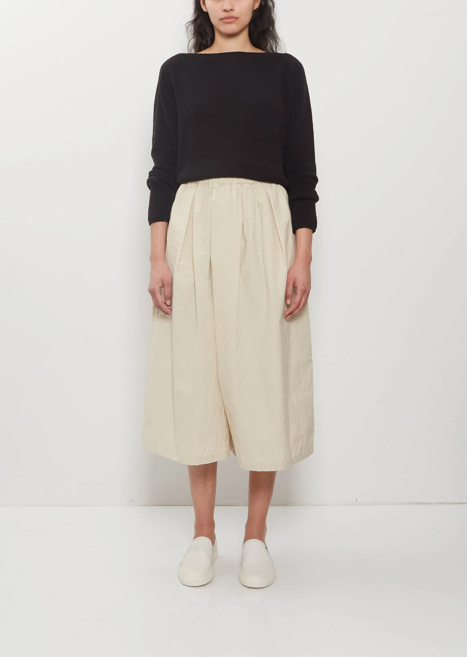 Technical Cotton Wide Trousers — Cappuccino sold by La Garconne