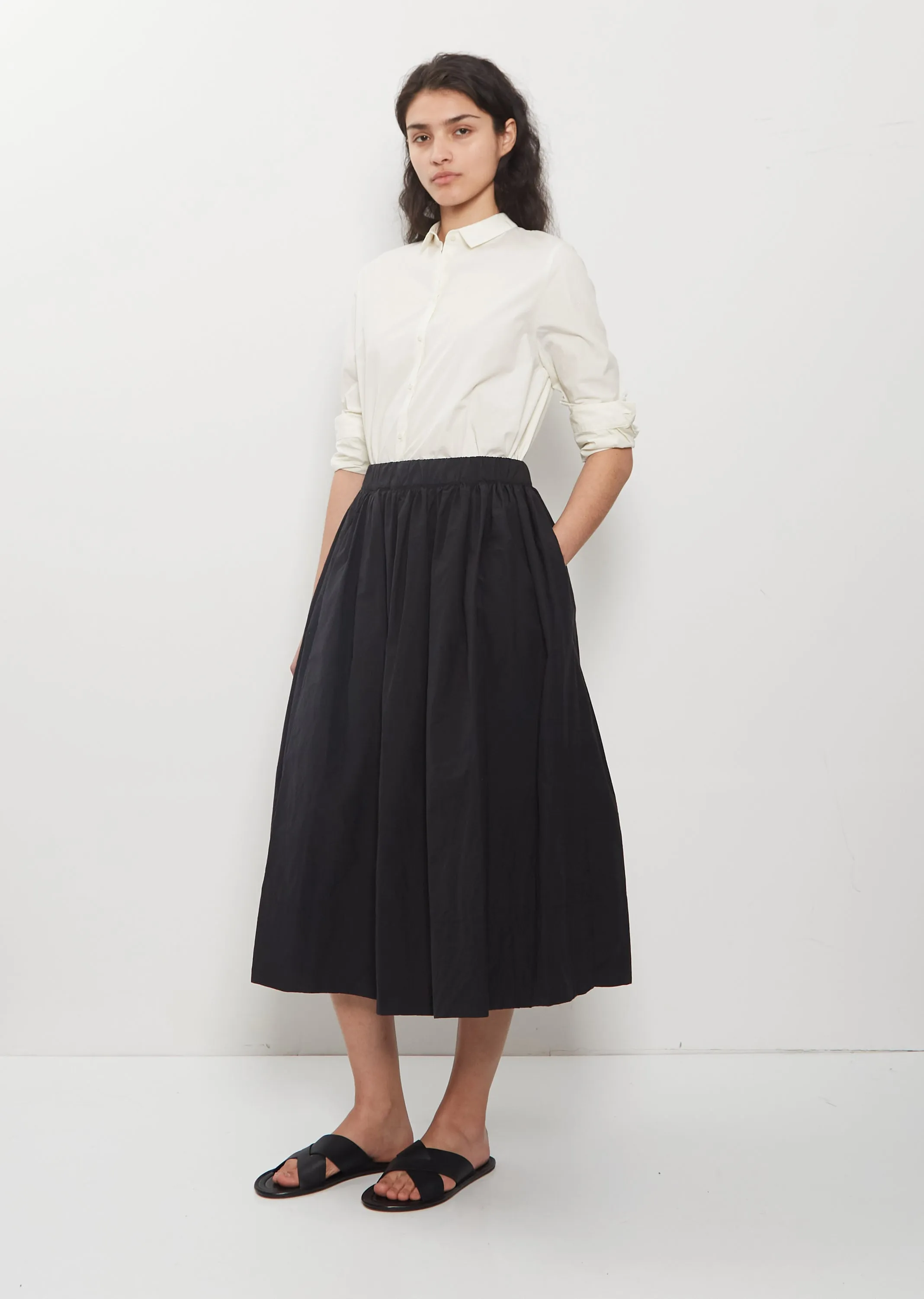 Technical Poplin Gathered Skirt — Black sold by La Garconne product image thumbnail 4