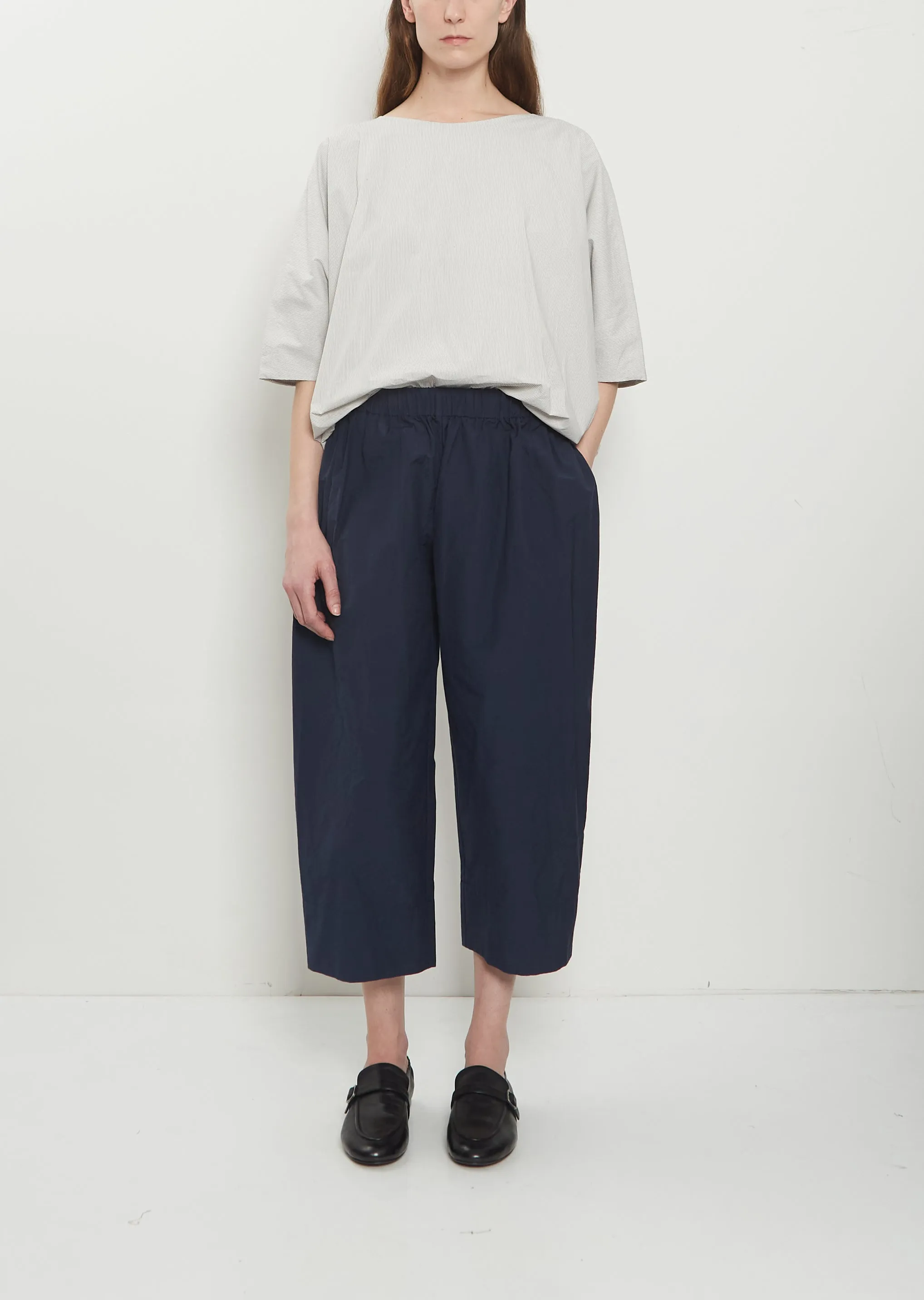 Technical Poplin Cropped Wide Pant — Abyss sold by La Garconne