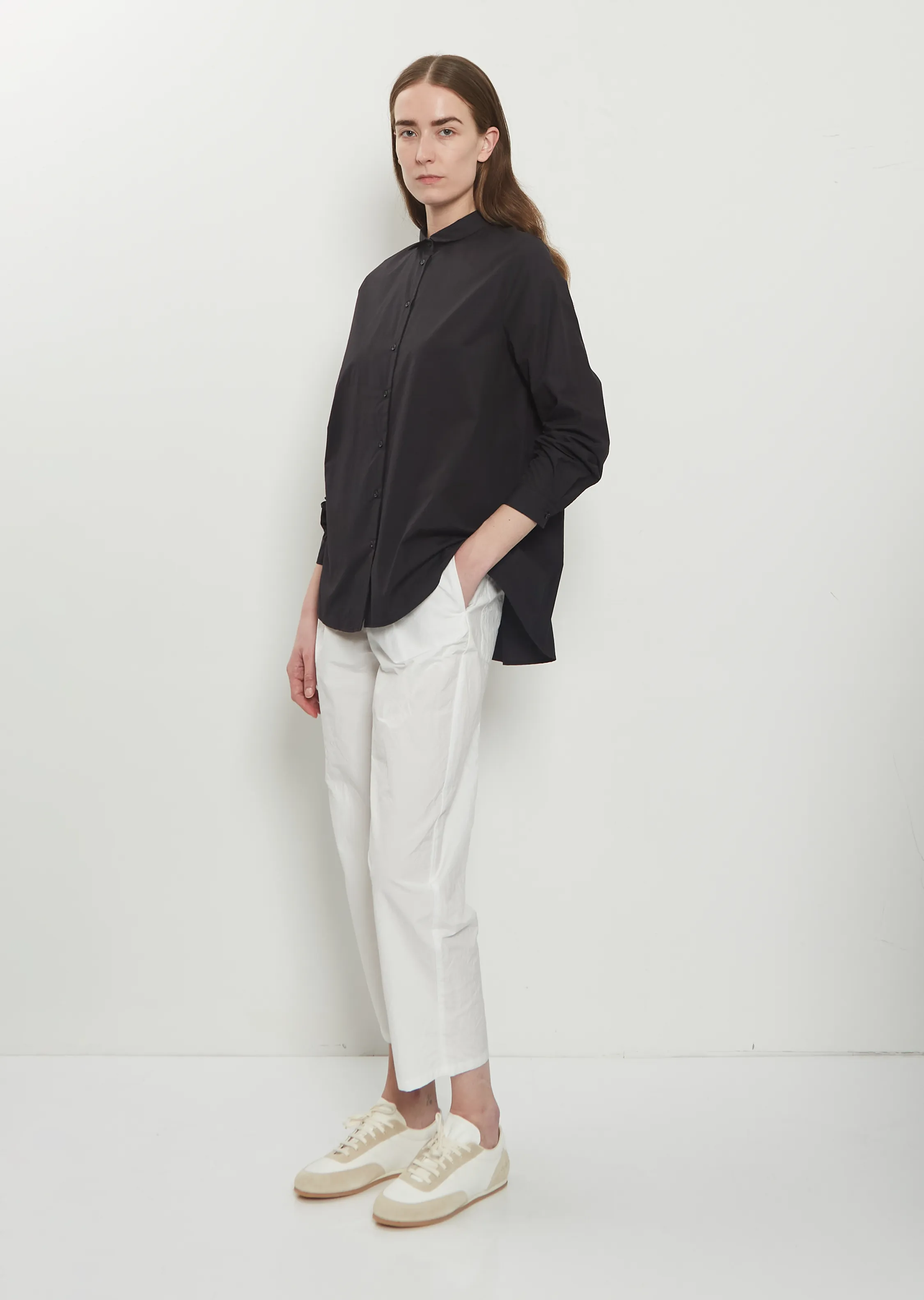Mini Collar Cotton Shirt — Black sold by La Garconne product image thumbnail 4