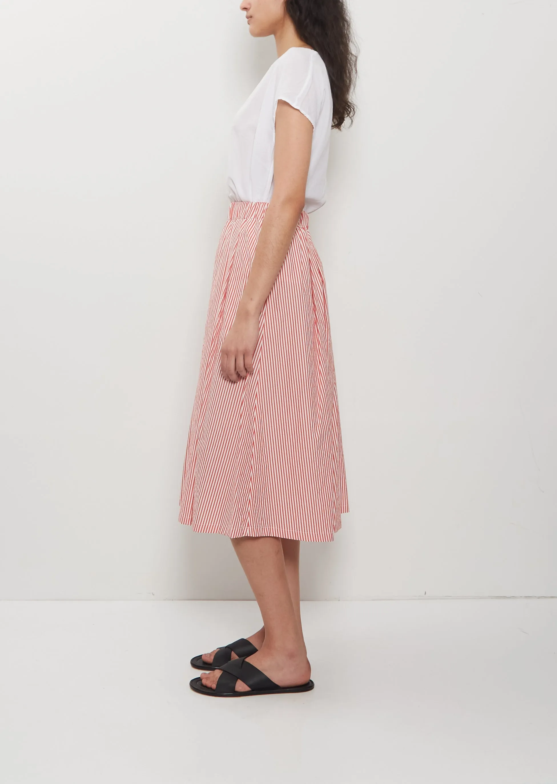 Cotton Gathered Skirt — Pomegranate Stripes sold by La Garconne product image thumbnail 2
