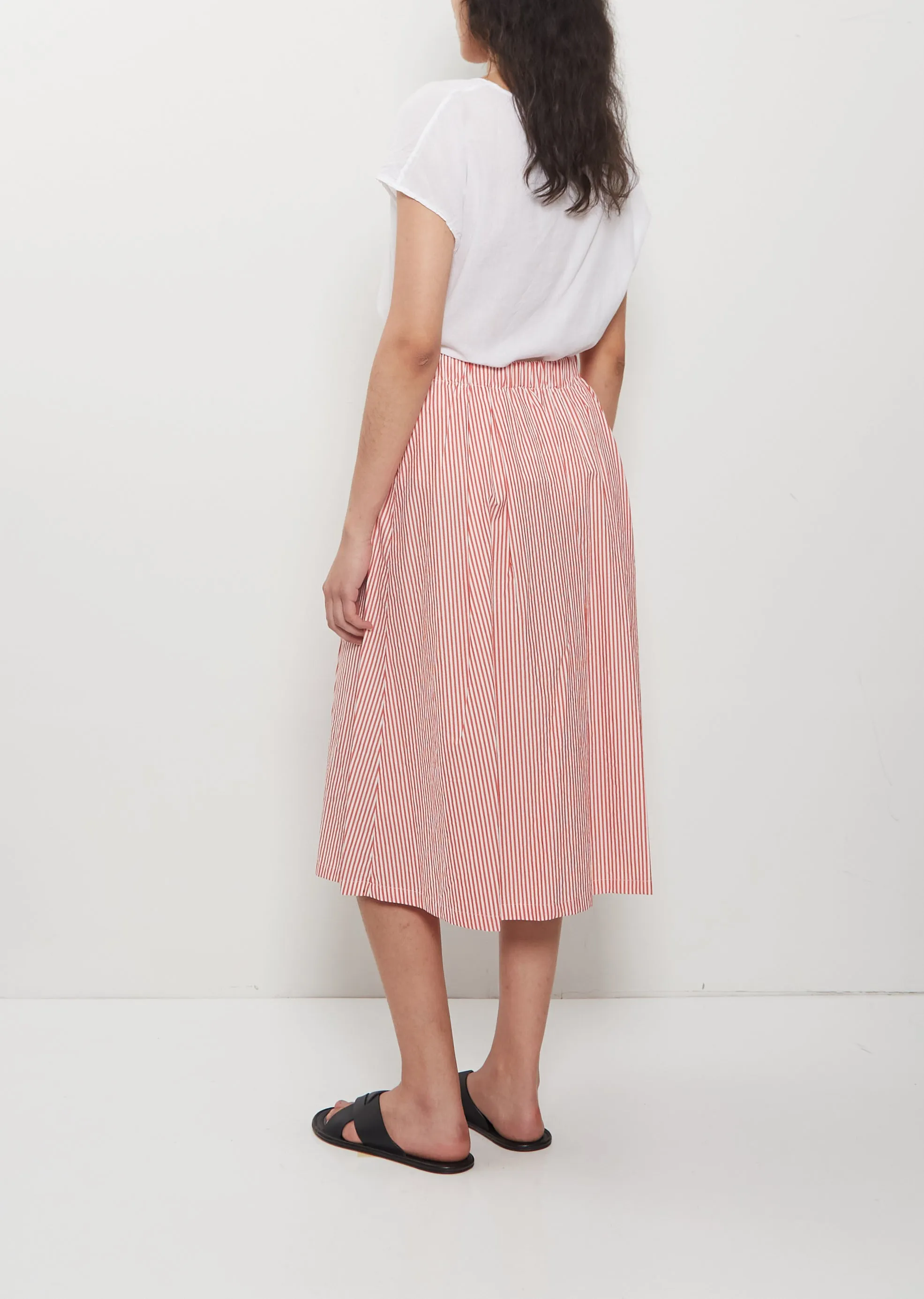 Cotton Gathered Skirt — Pomegranate Stripes sold by La Garconne product image thumbnail 3