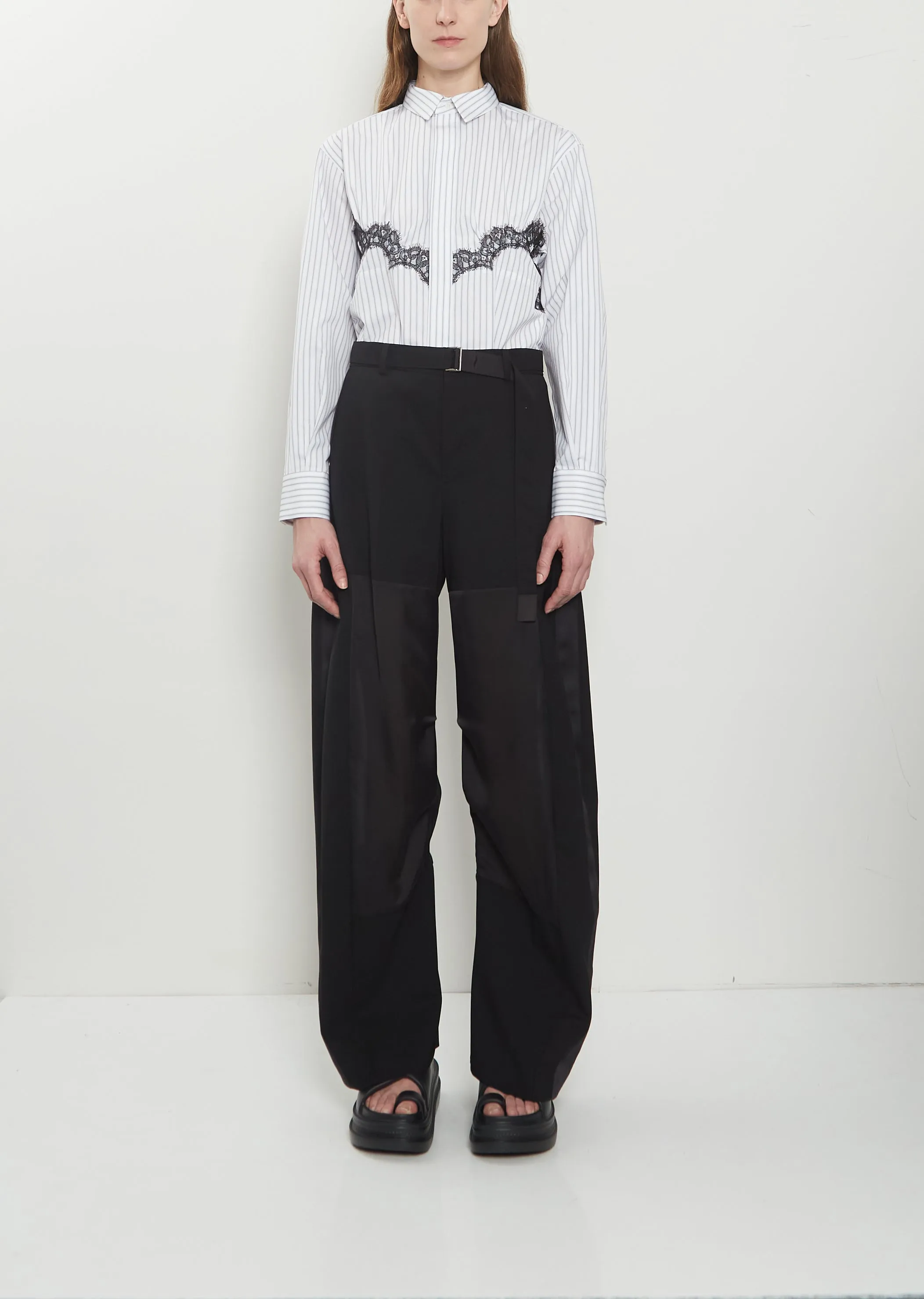 Wool Suiting x Sheer Voile Pants sold by La Garconne