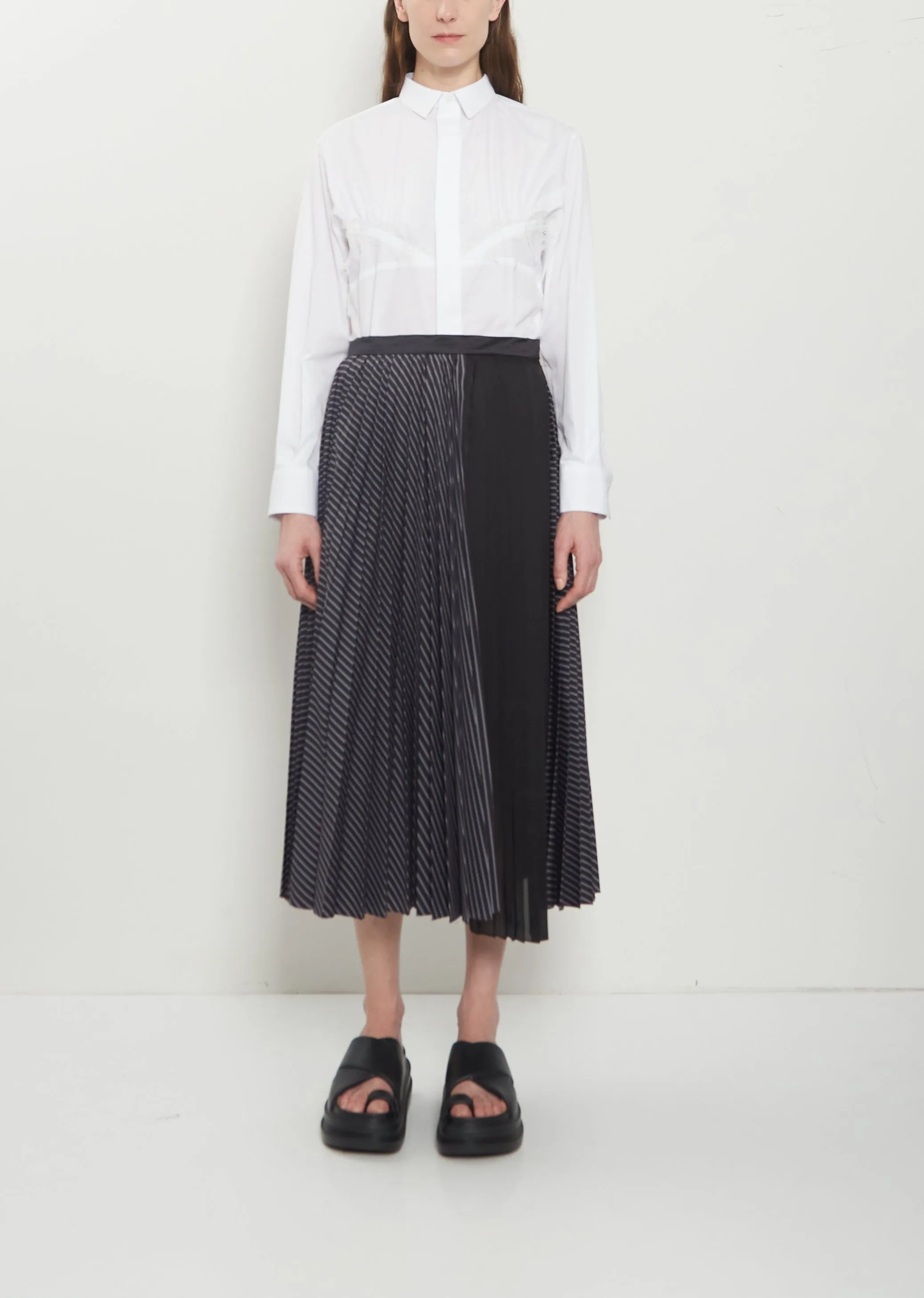 Pleated Cotton Poplin Skirt sold by La Garconne