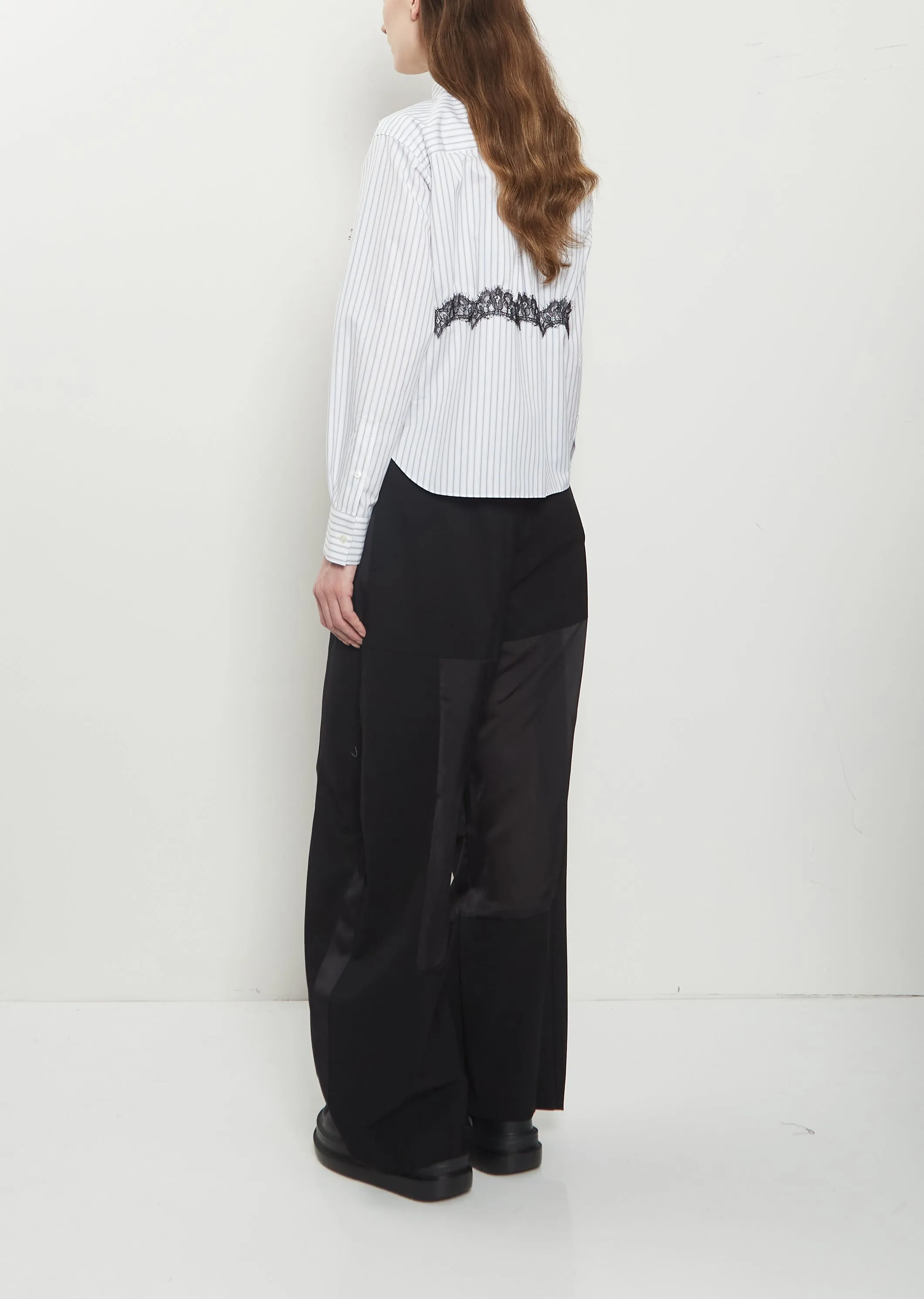 Lace Detail Poplin Shirt — Stripes sold by La Garconne product image thumbnail 3