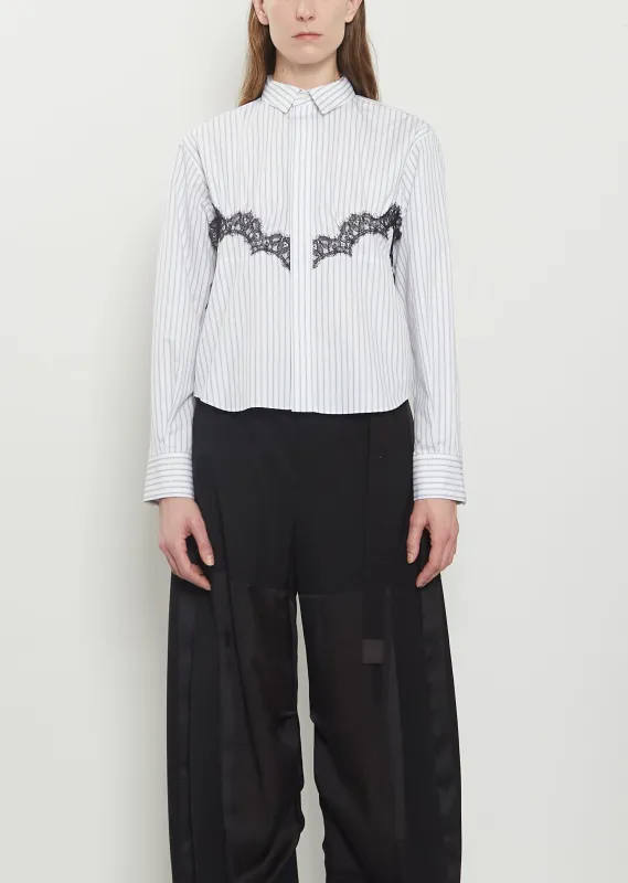 Lace Detail Poplin Shirt — Stripes made by Sacai