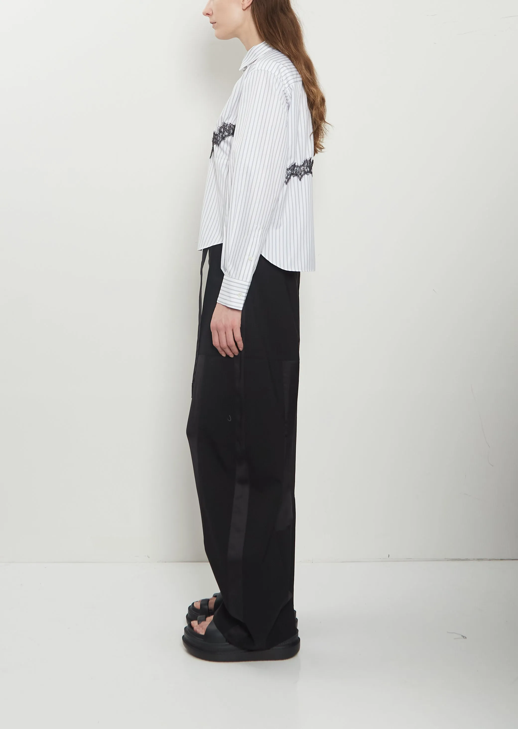 Lace Detail Poplin Shirt — Stripes sold by La Garconne product image thumbnail 2