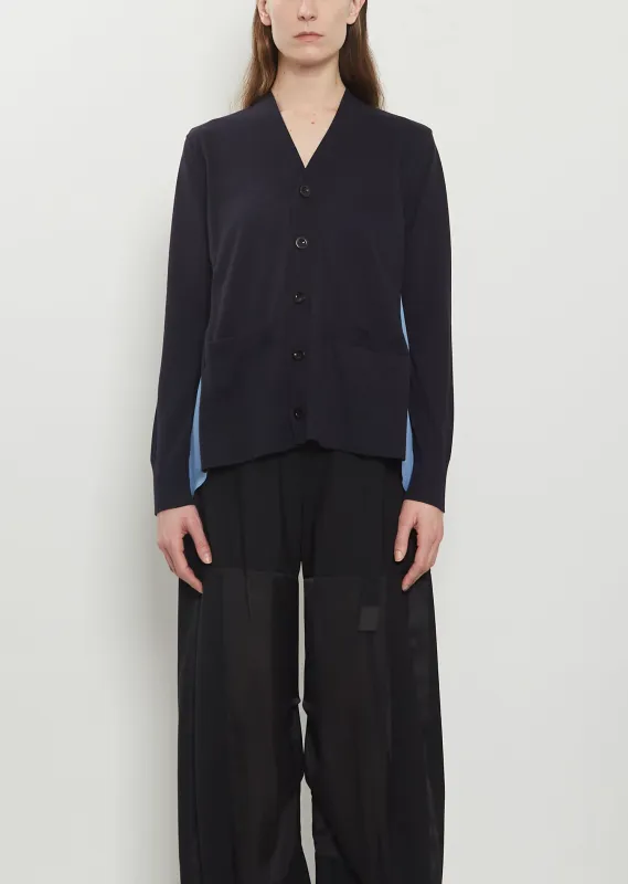 Poplin x Cotton Knit Cardigan made by Sacai