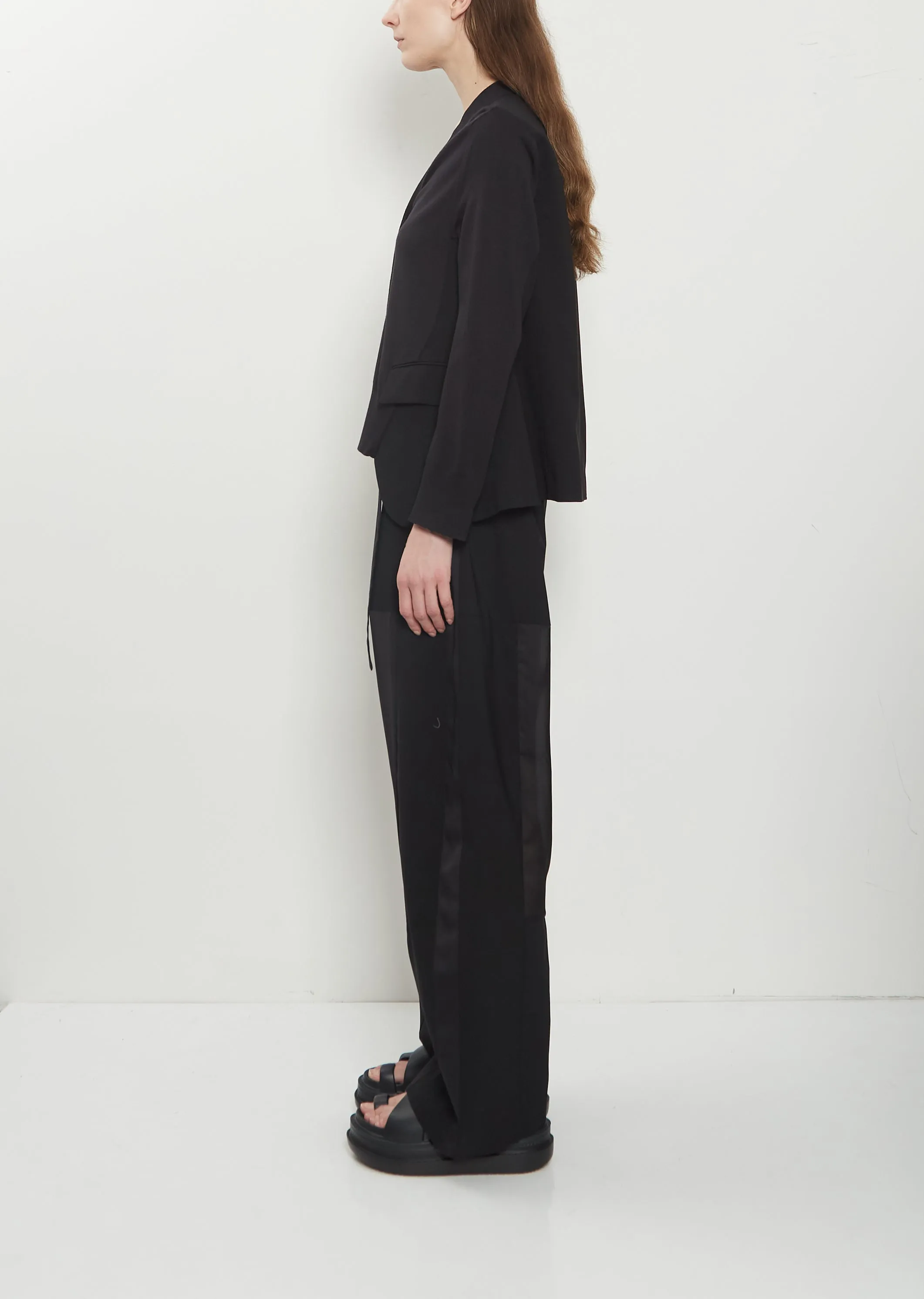 Wool Suiting x Cotton Knit Cardigan — Black sold by La Garconne product image thumbnail 2