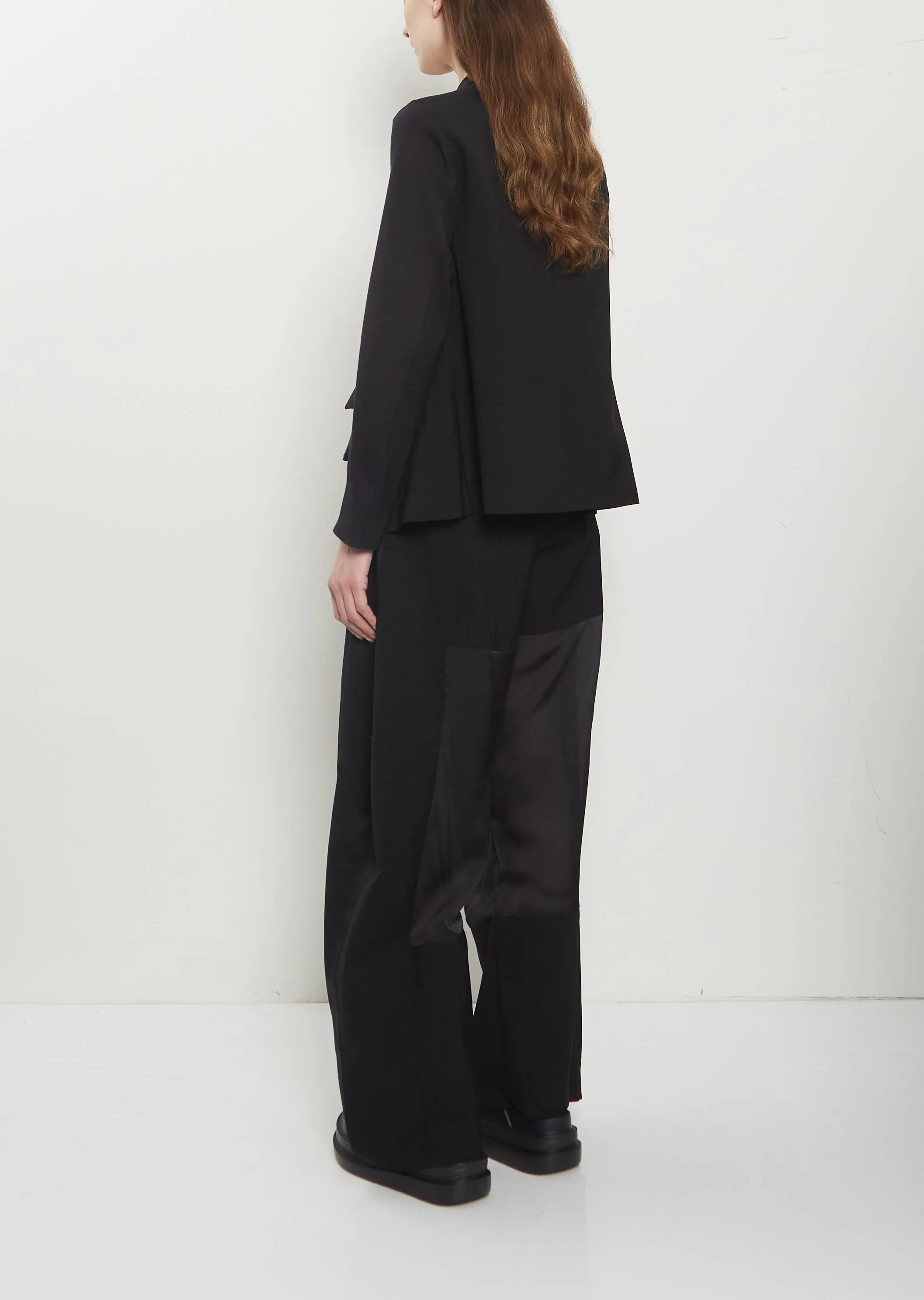 Wool Suiting x Cotton Knit Cardigan — Black sold by La Garconne product image thumbnail 3