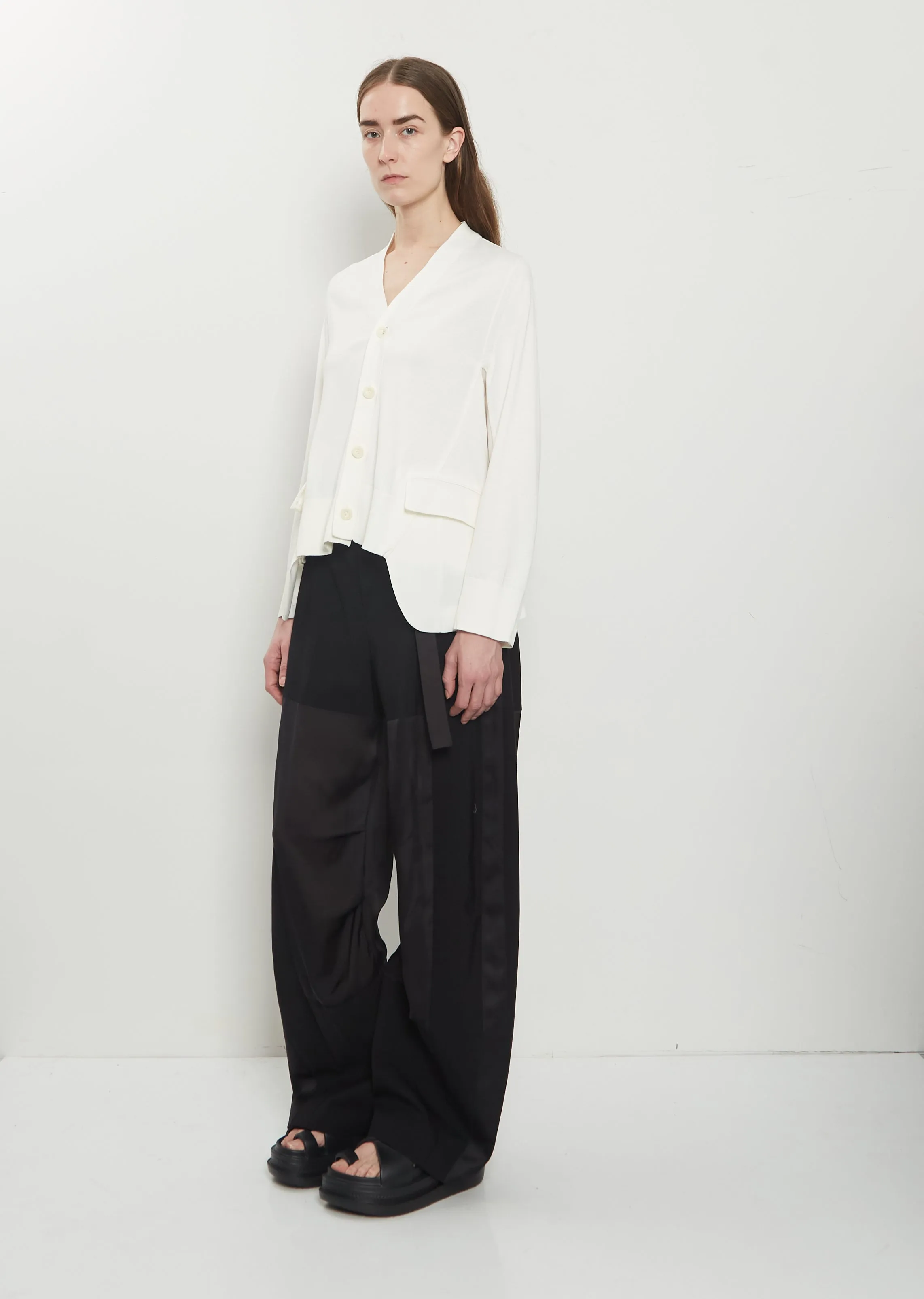 Wool Suiting x Cotton Knit Cardigan — Off White sold by La Garconne product image thumbnail 4