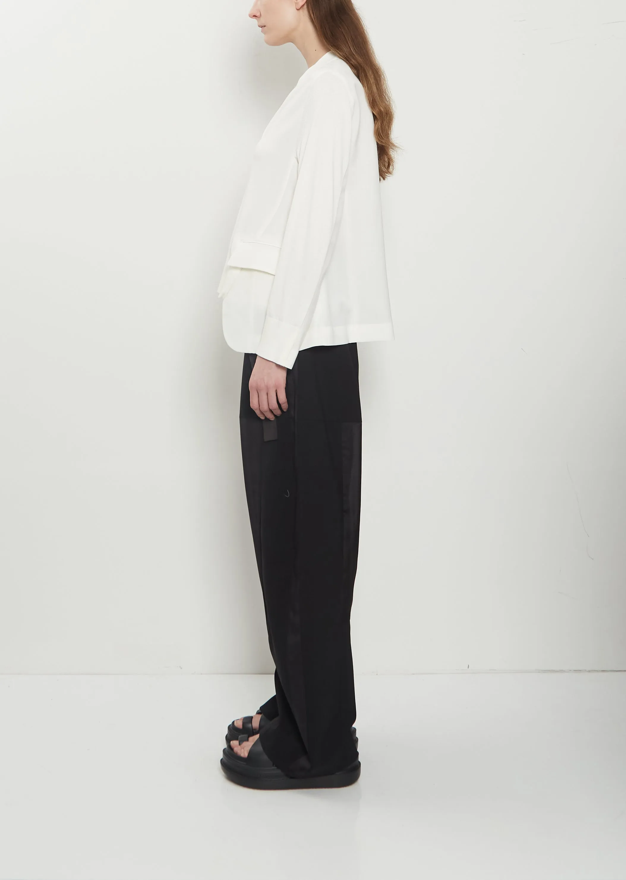 Wool Suiting x Cotton Knit Cardigan — Off White sold by La Garconne product image thumbnail 2