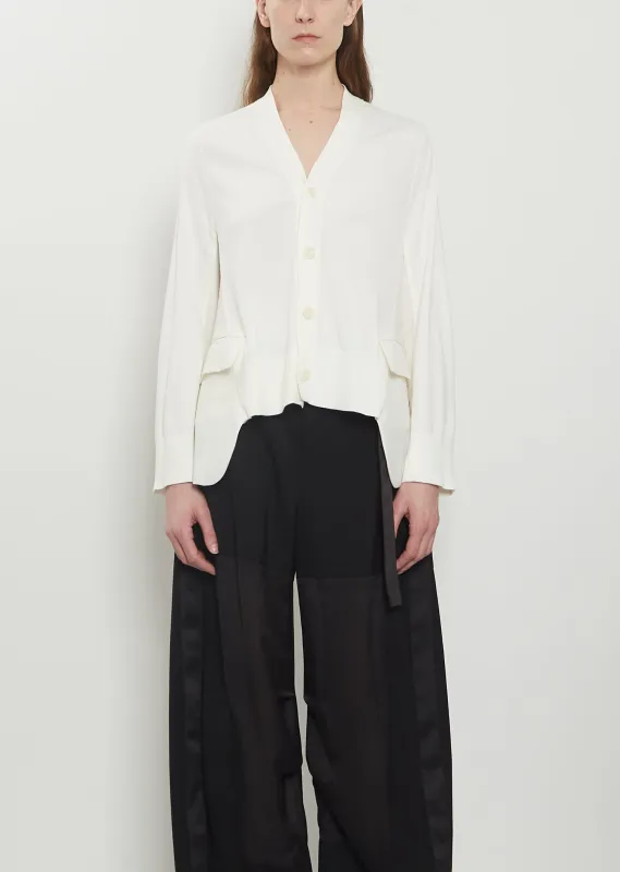 Wool Suiting x Cotton Knit Cardigan — Off White made by Sacai