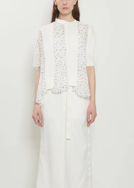 Polka Dot Paneled Cotton Top made by Sacai