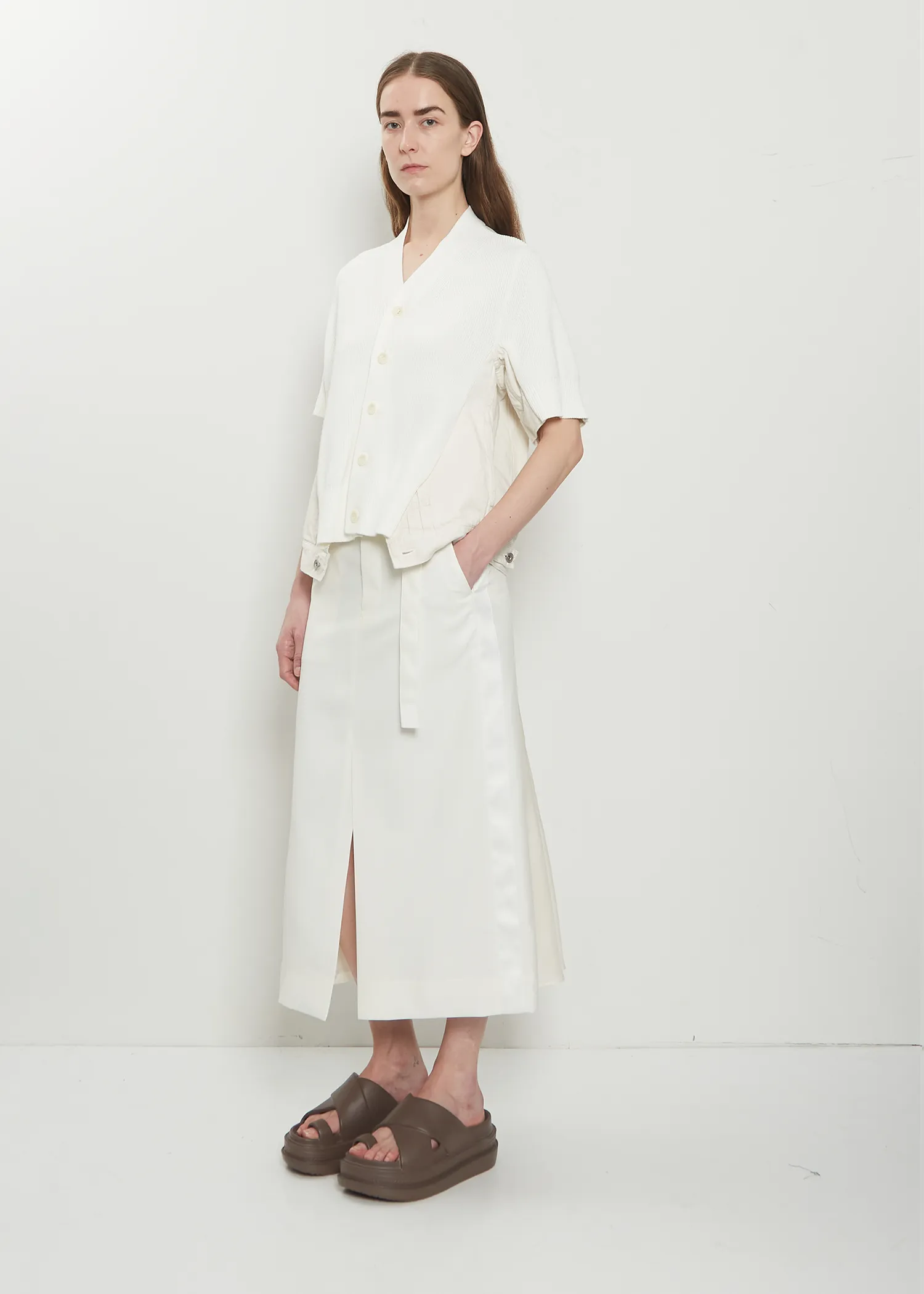 Denim x Knit Short Sleeve Cardigan sold by La Garconne product image thumbnail 4