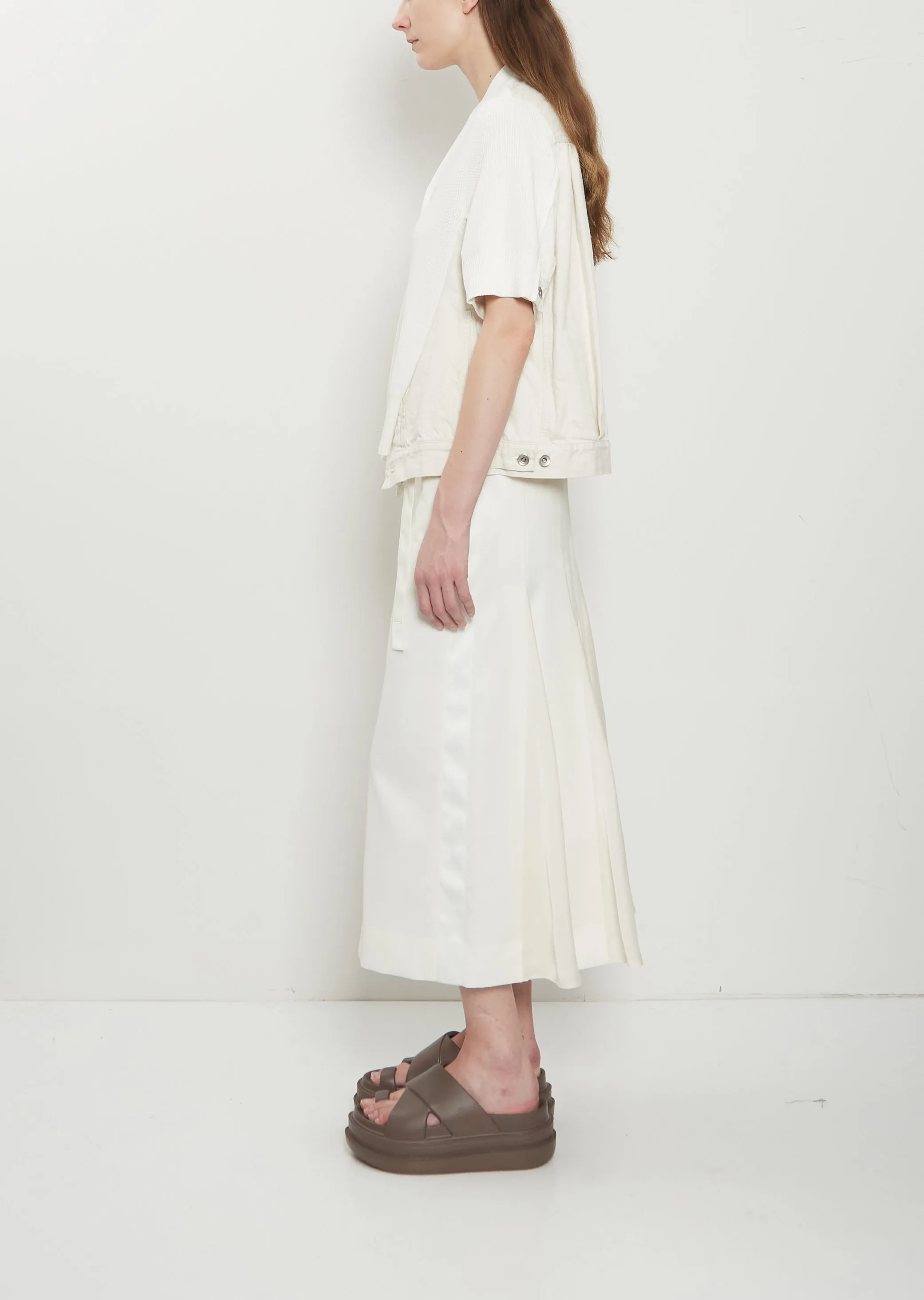 Denim x Knit Short Sleeve Cardigan sold by La Garconne product image thumbnail 2