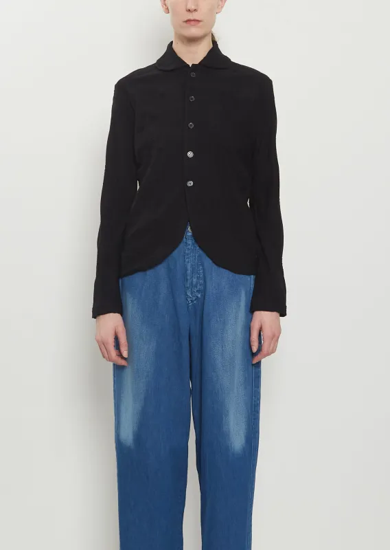 Round Collar Cotton Jacquard Cardigan made by Yohji Yamamoto