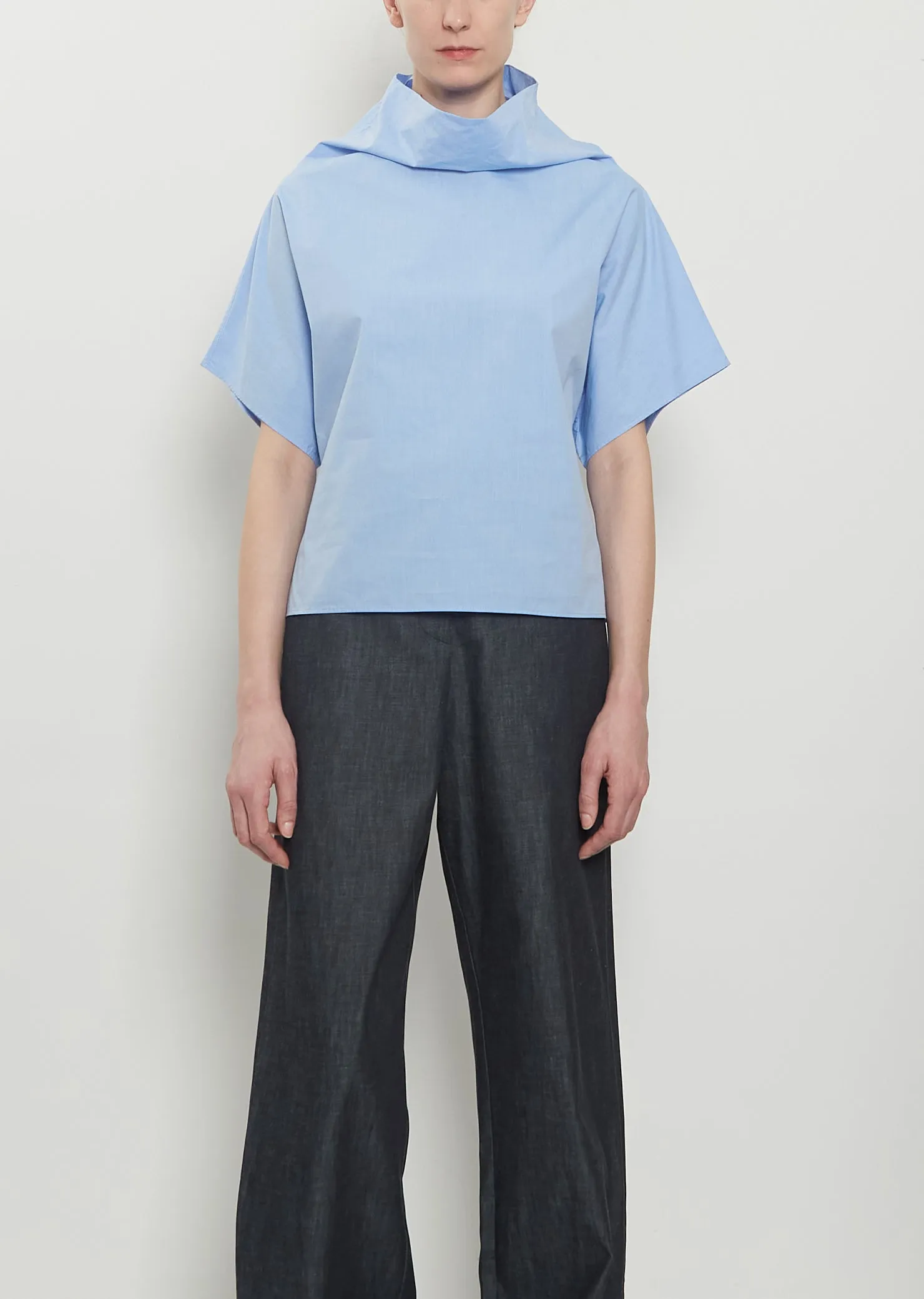 Cotton Popeline Tunic Top — Sky sold by La Garconne