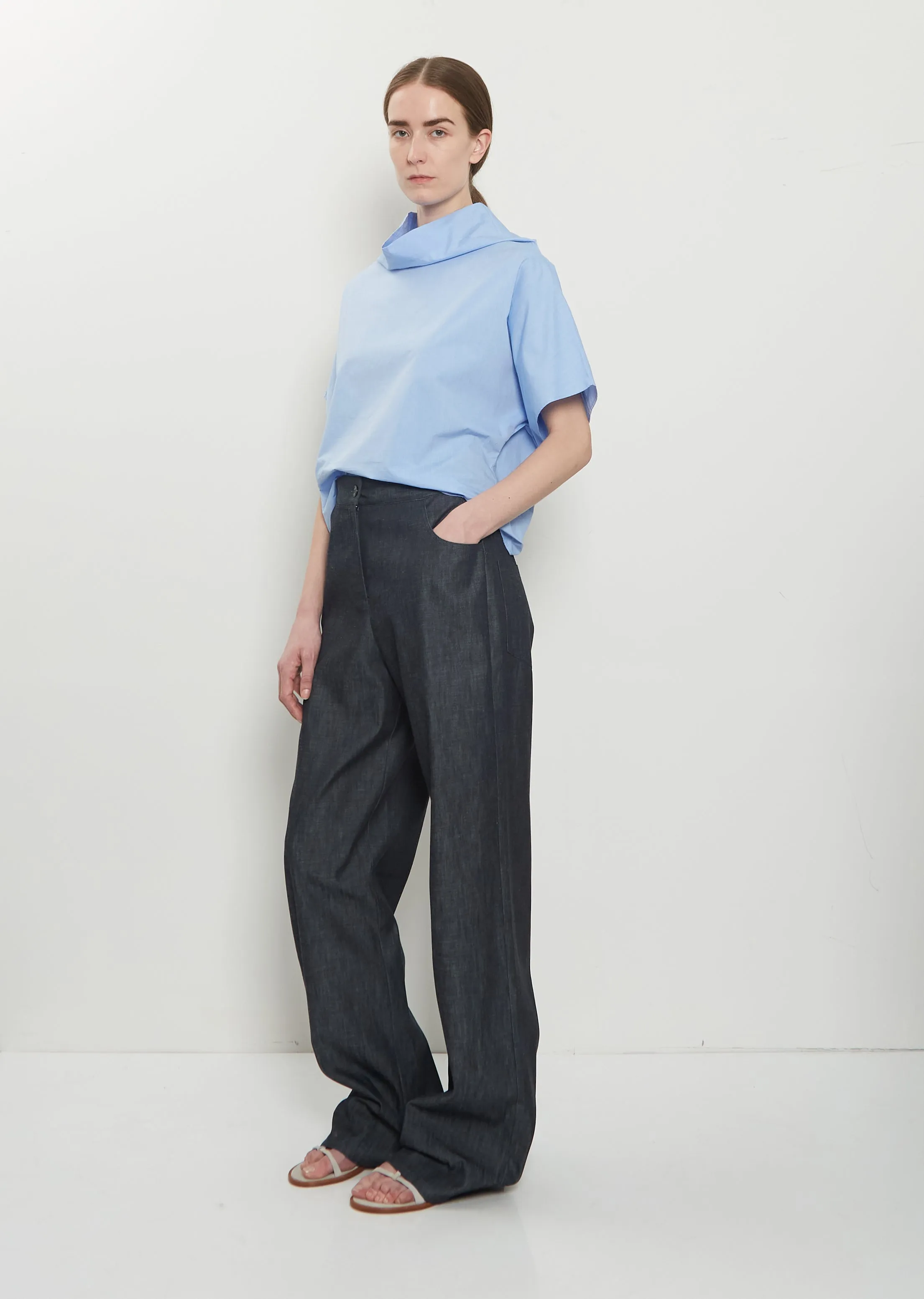 Cotton Popeline Tunic Top — Sky sold by La Garconne product image thumbnail 4