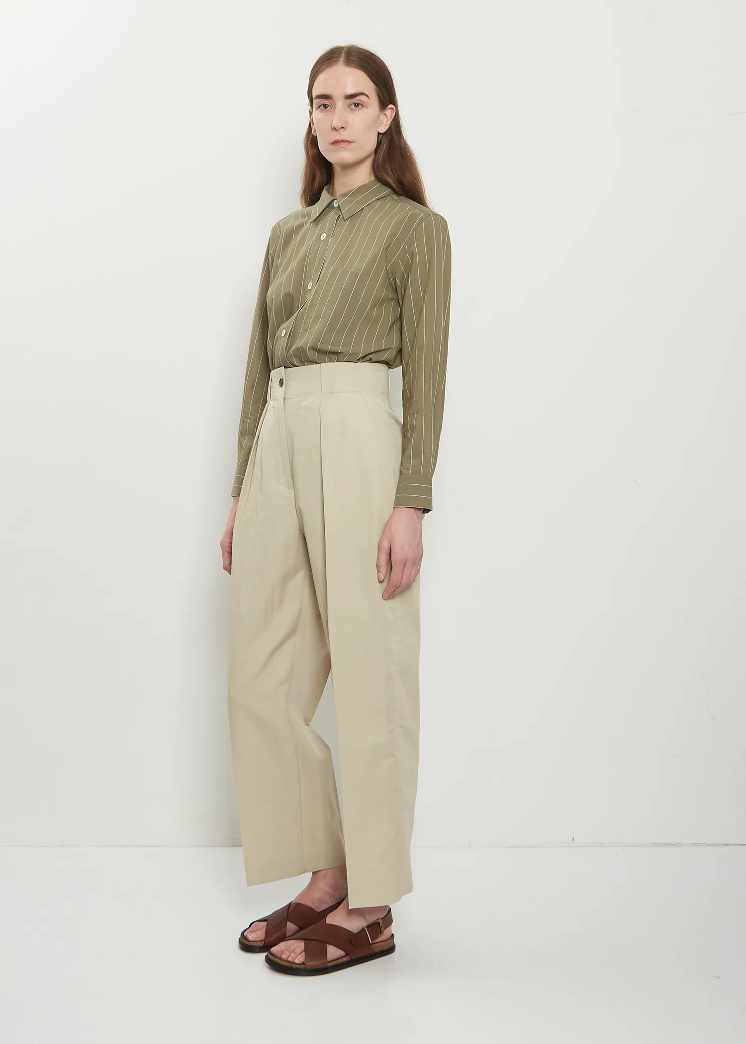 Wide Belt Loop Cotton Linen Trouser sold by La Garconne product image thumbnail 4
