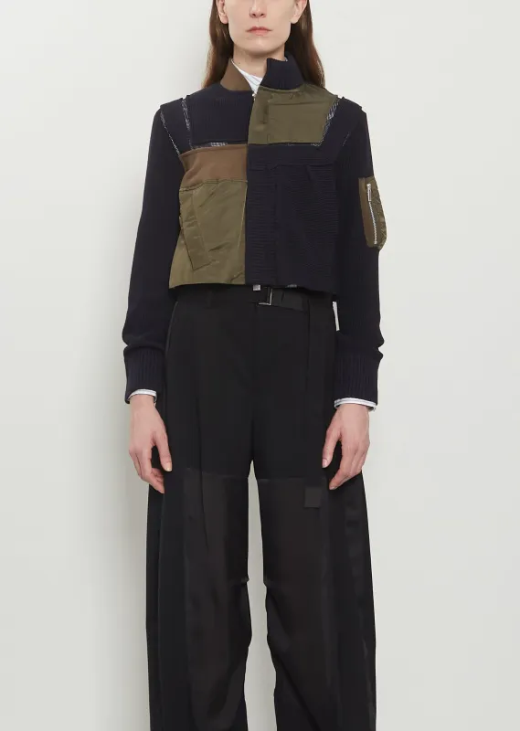 Nylon Twill x Cotton Knit Blouson made by Sacai