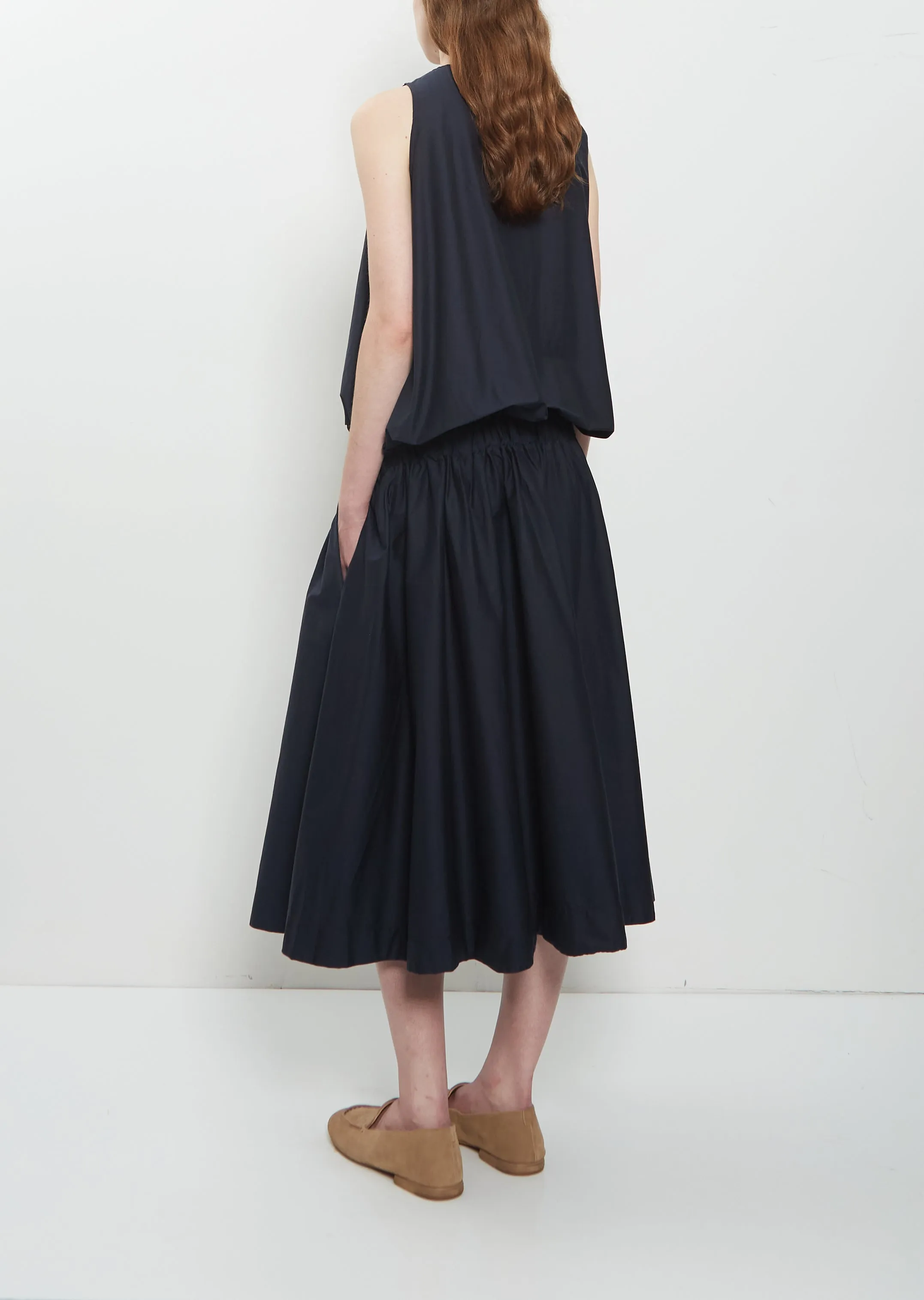 Stretch Light Canvas Sleeveless Gathered Dress — Navy sold by La Garconne product image thumbnail 3
